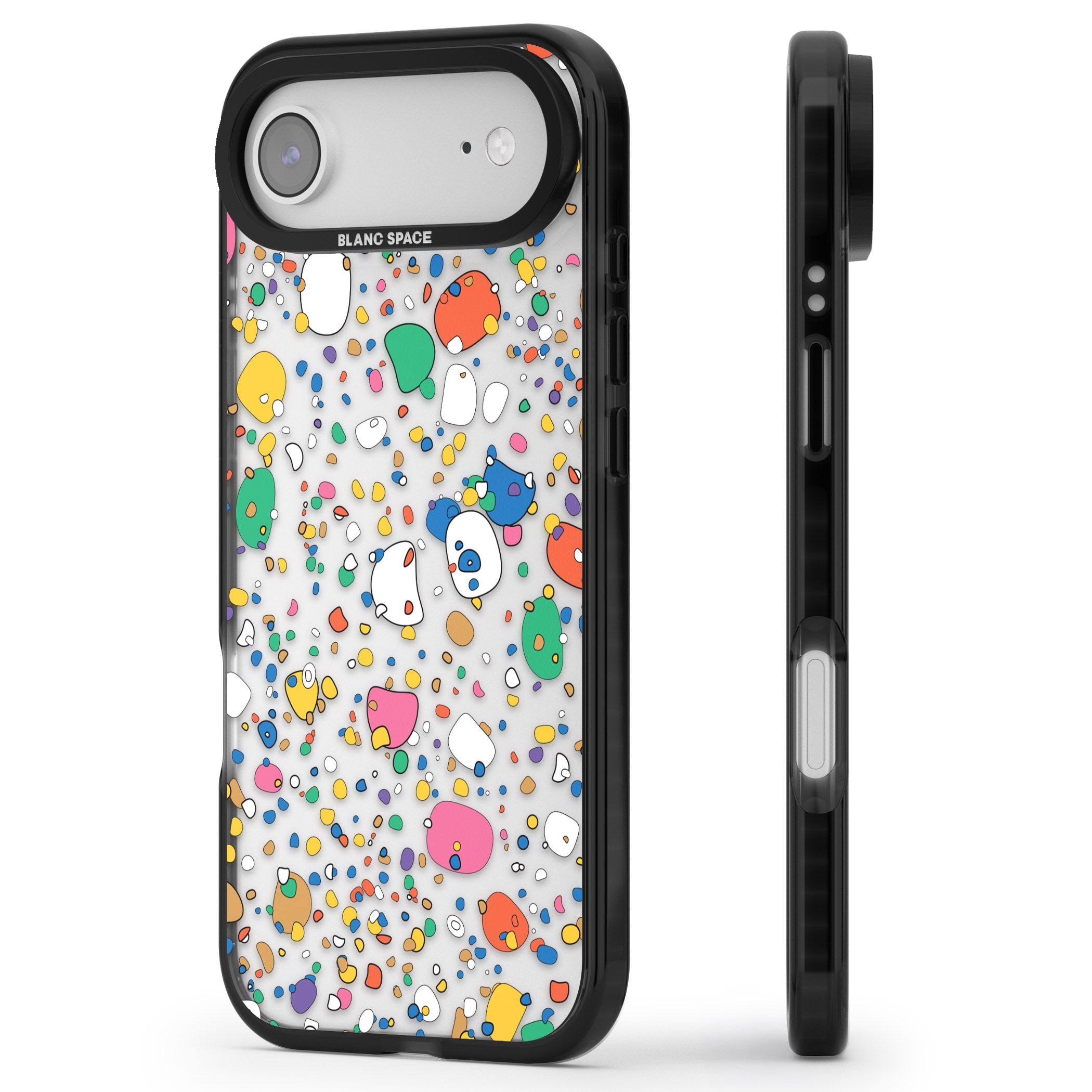 Colourful Confetti Pebbles iPhone 17 Air Impact Black Phone Case Side Profile