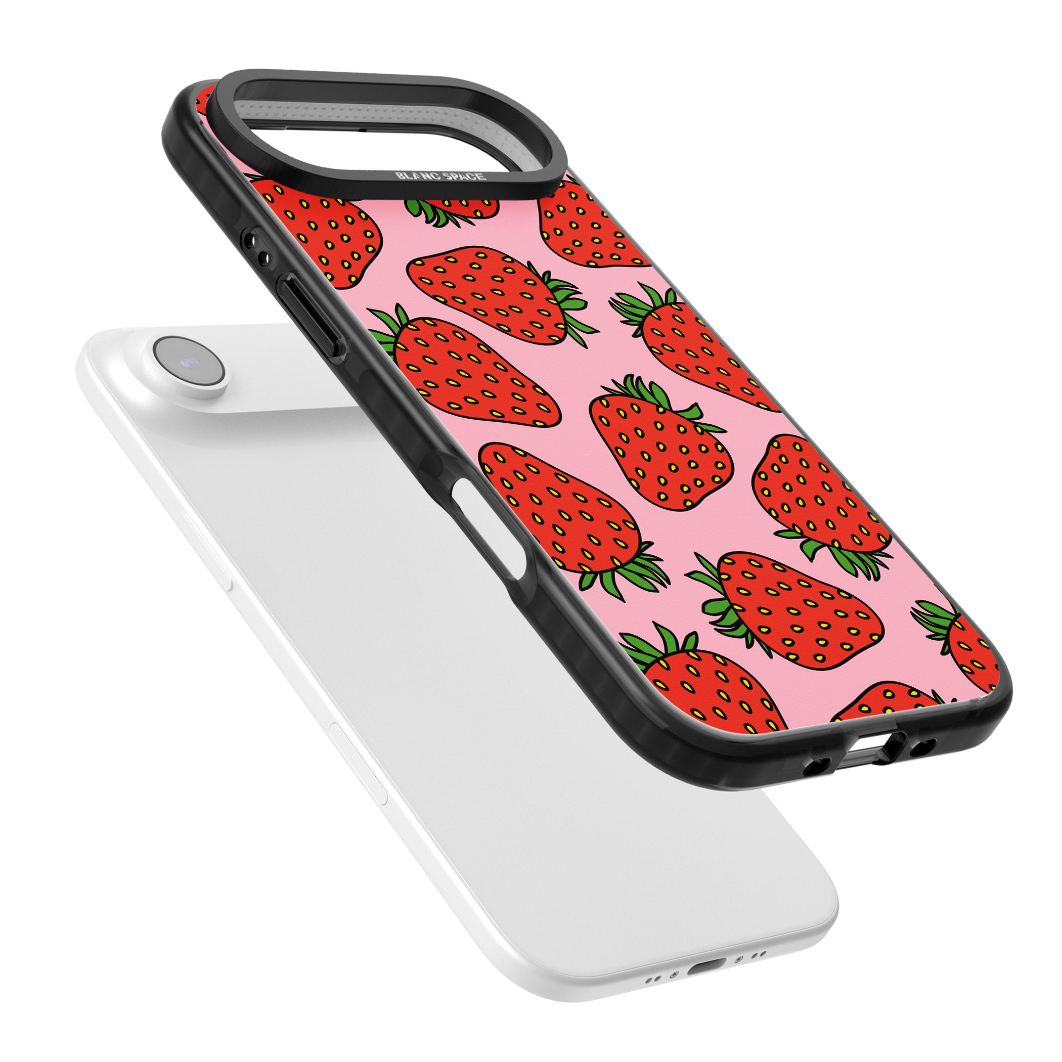 Strawberry Pattern (Pink) iPhone 17 Air Impact Black Phone Case Colours
