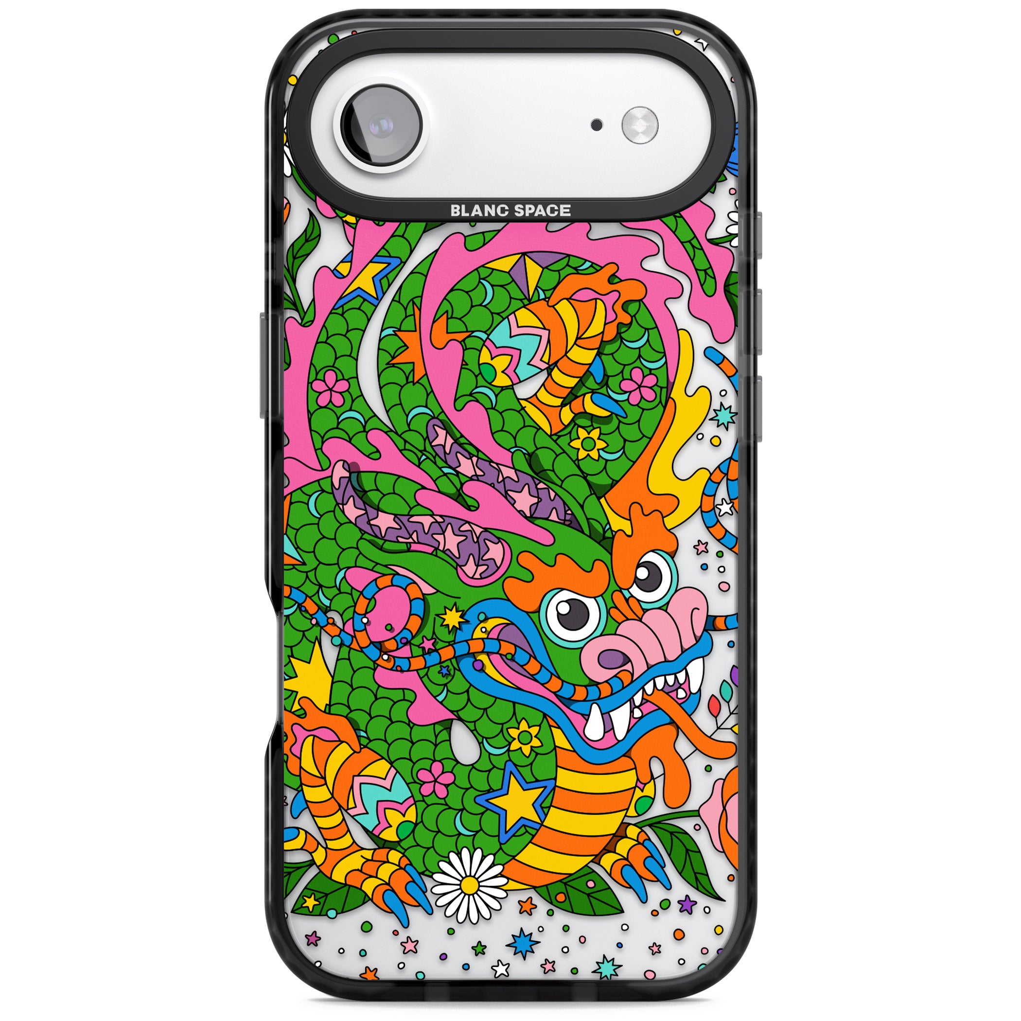 Psychedelic Jungle Dragon iPhone 17 Air Impact Black Phone Case