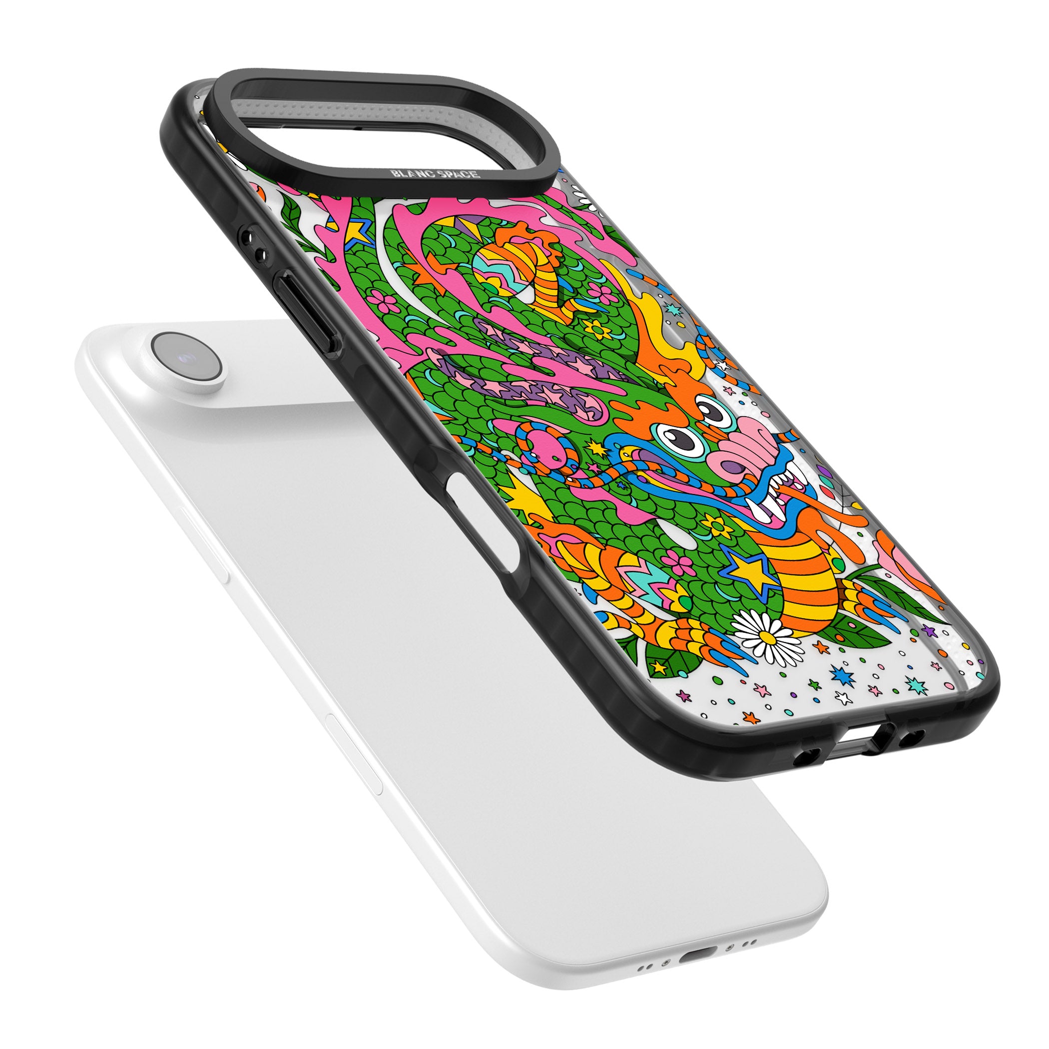 Psychedelic Jungle Dragon iPhone 17 Air Impact Black Phone Case Colours