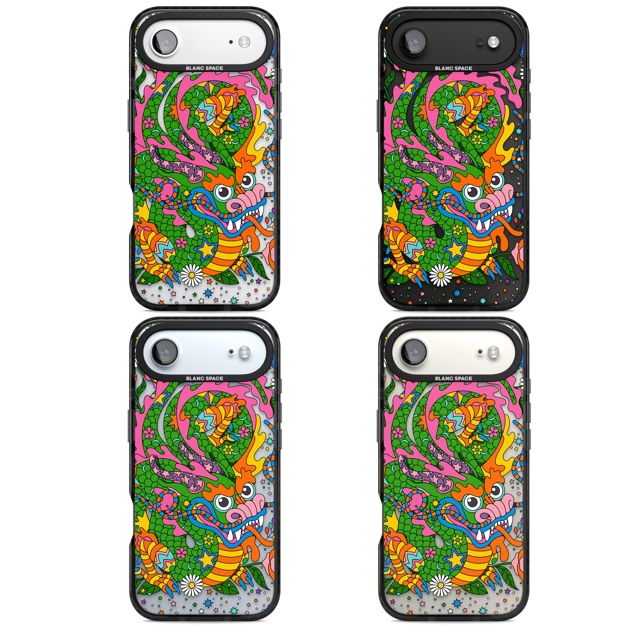 Psychedelic Jungle Dragon iPhone 17 Air Impact Black Phone Case APT Impact Protection