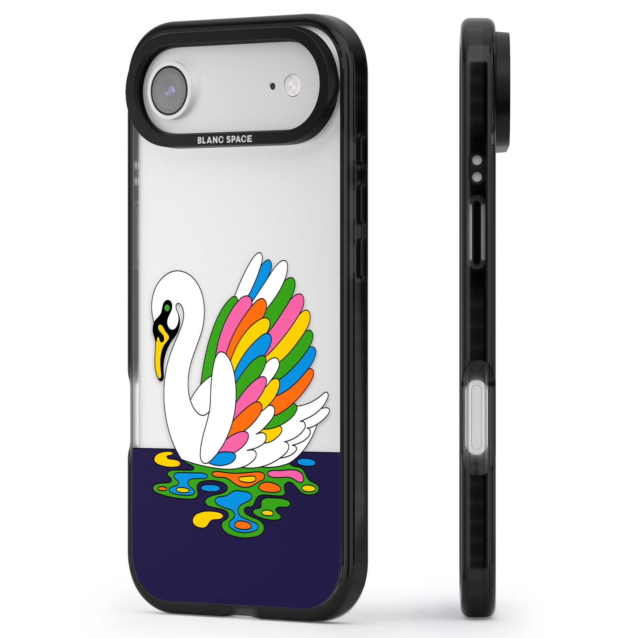 Serene Swan iPhone 17 Air Impact Black Phone Case Side Profile