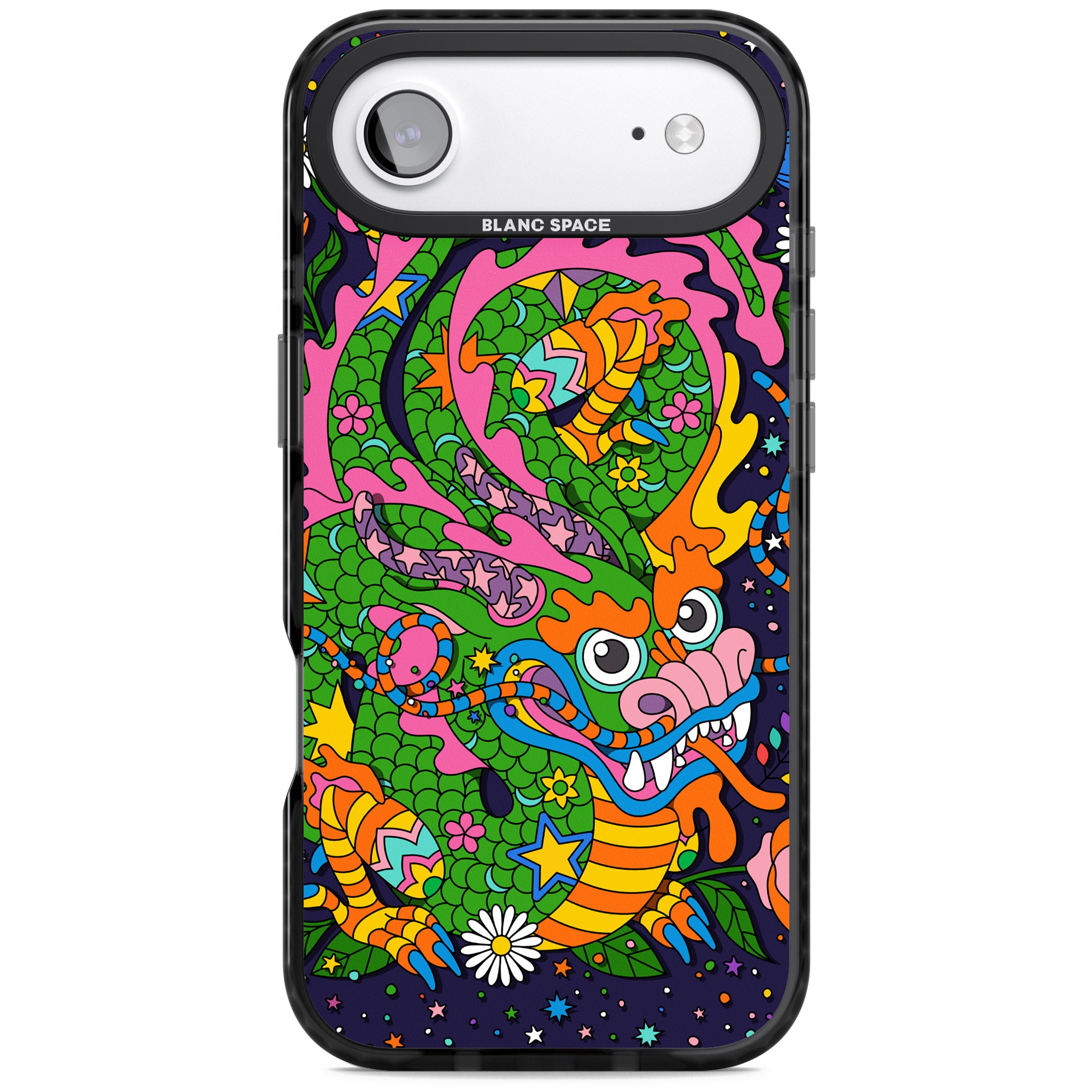 Psychedelic Jungle Dragon (Purple) iPhone 17 Air Impact Black Phone Case