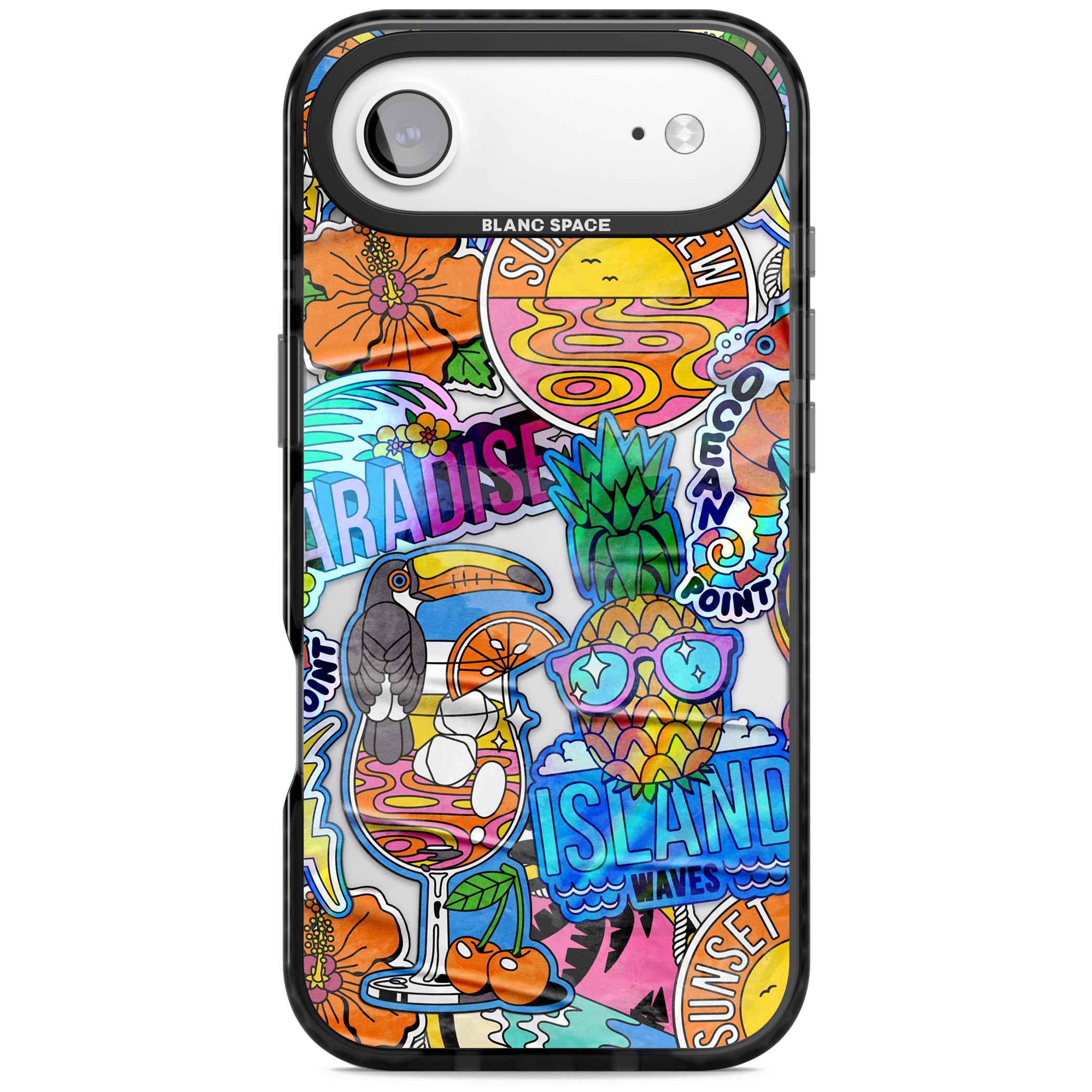 Tropical Vibes Collage iPhone 17 Air Impact Black Phone Case