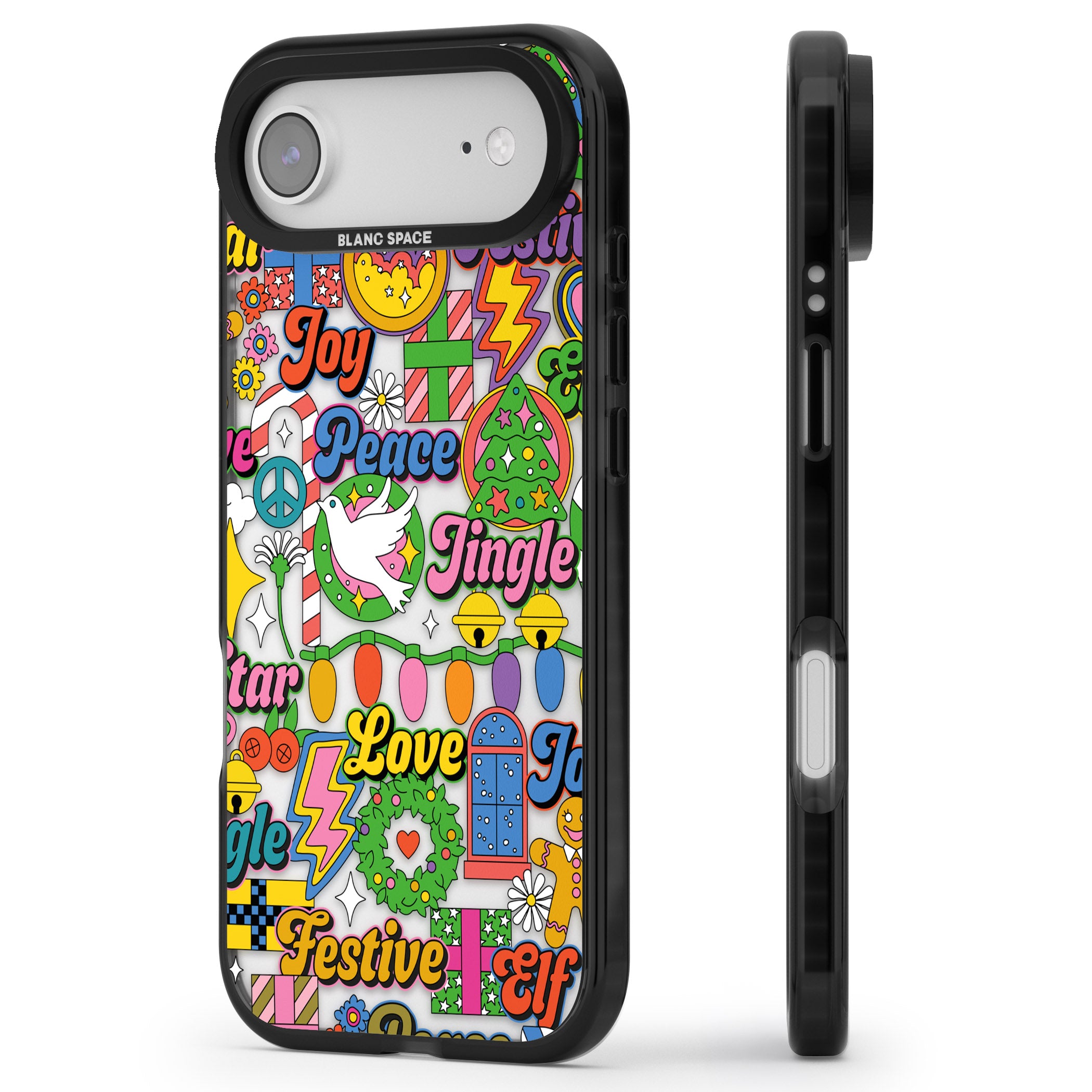 Peace & Festivities iPhone 17 Air Impact Black Phone Case Side Profile
