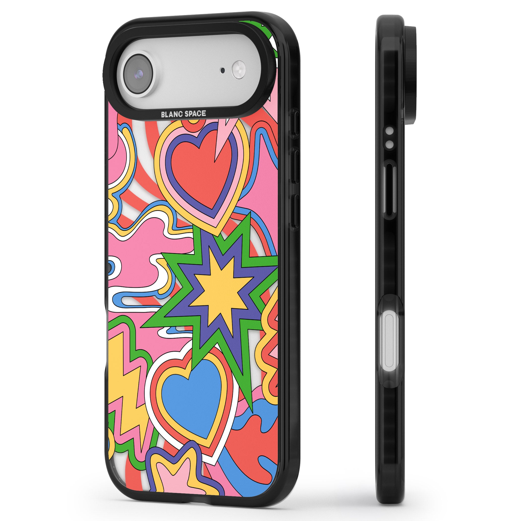 Psychedelic Pop Art Explosion iPhone 17 Air Impact Black Phone Case Side Profile