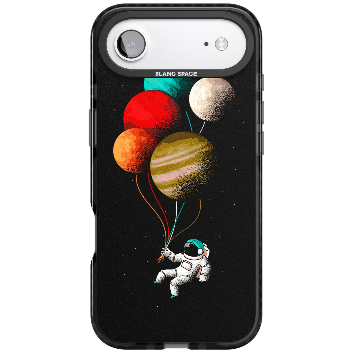 Astronaut Balloon Planets iPhone Air Impact Black Phone Case front