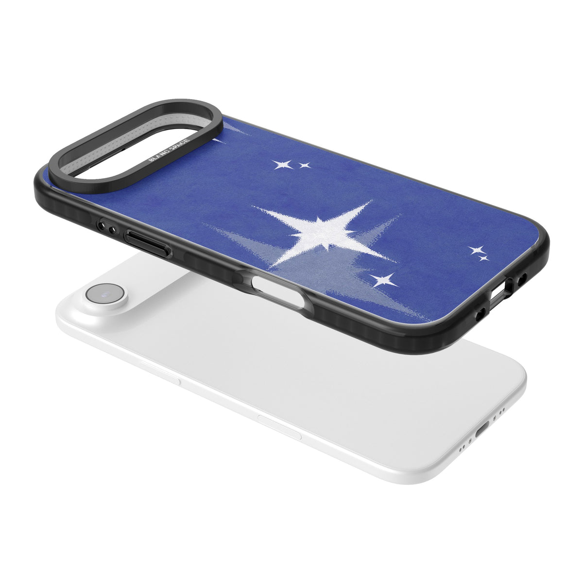 Blue Sparkle iPhone Air Impact Black Phone Case angled