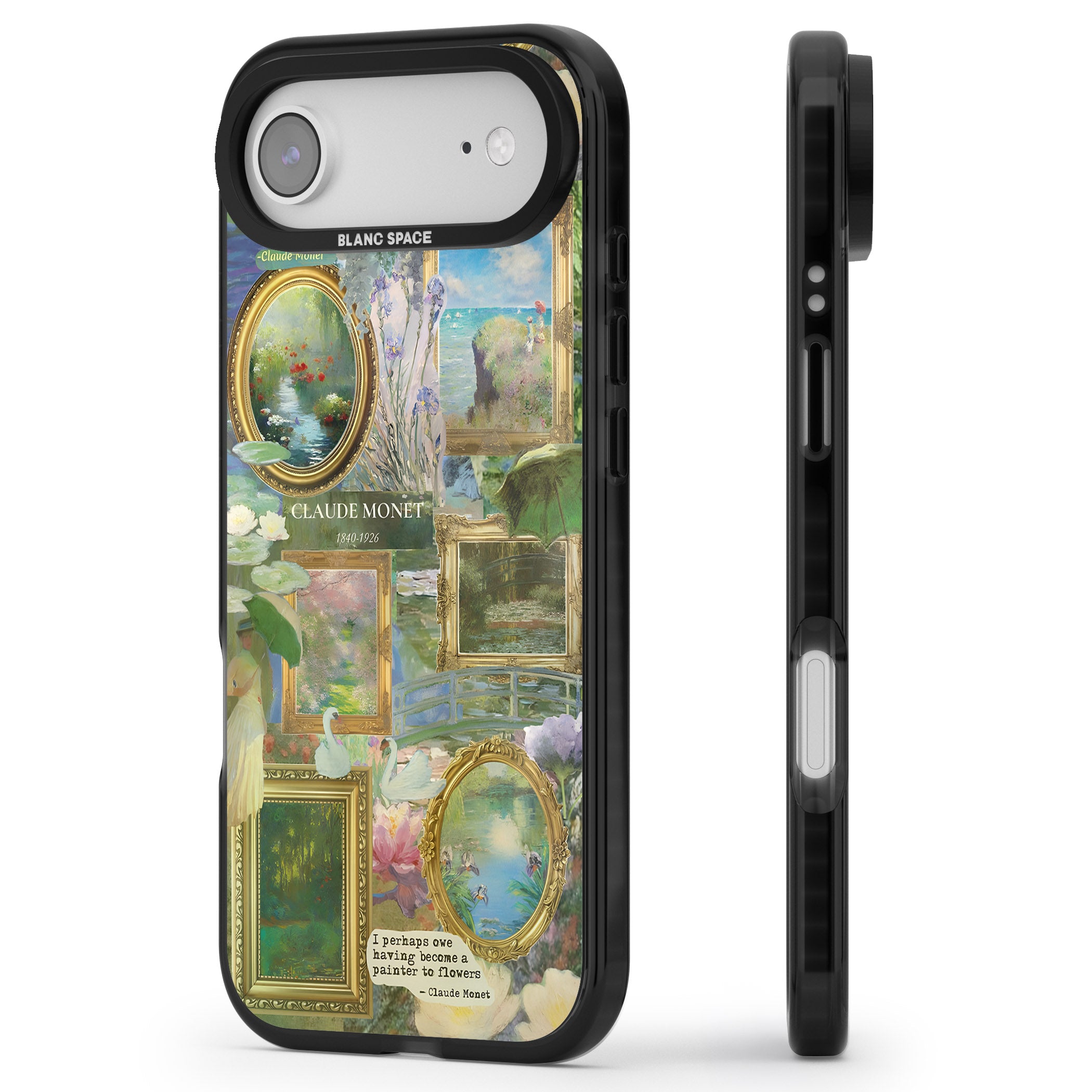Vintage Floral Frames iPhone 17 Air Impact Black Phone Case Side Profile