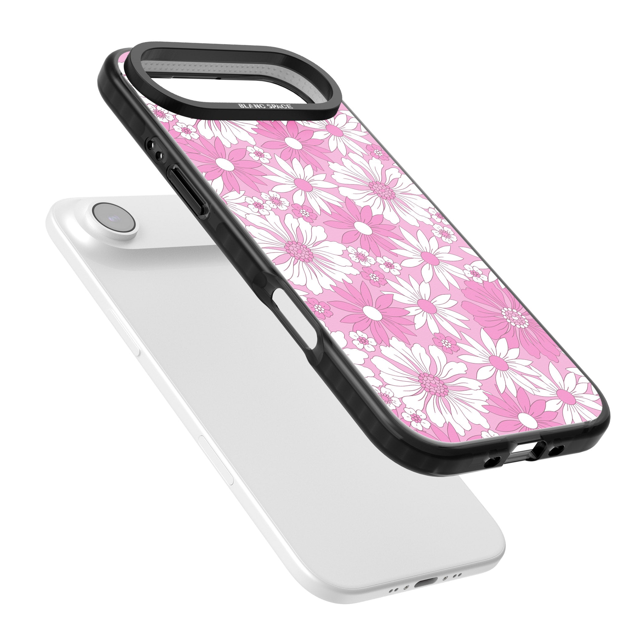 Pink White Flowers iPhone 17 Air Impact Black Phone Case Colours