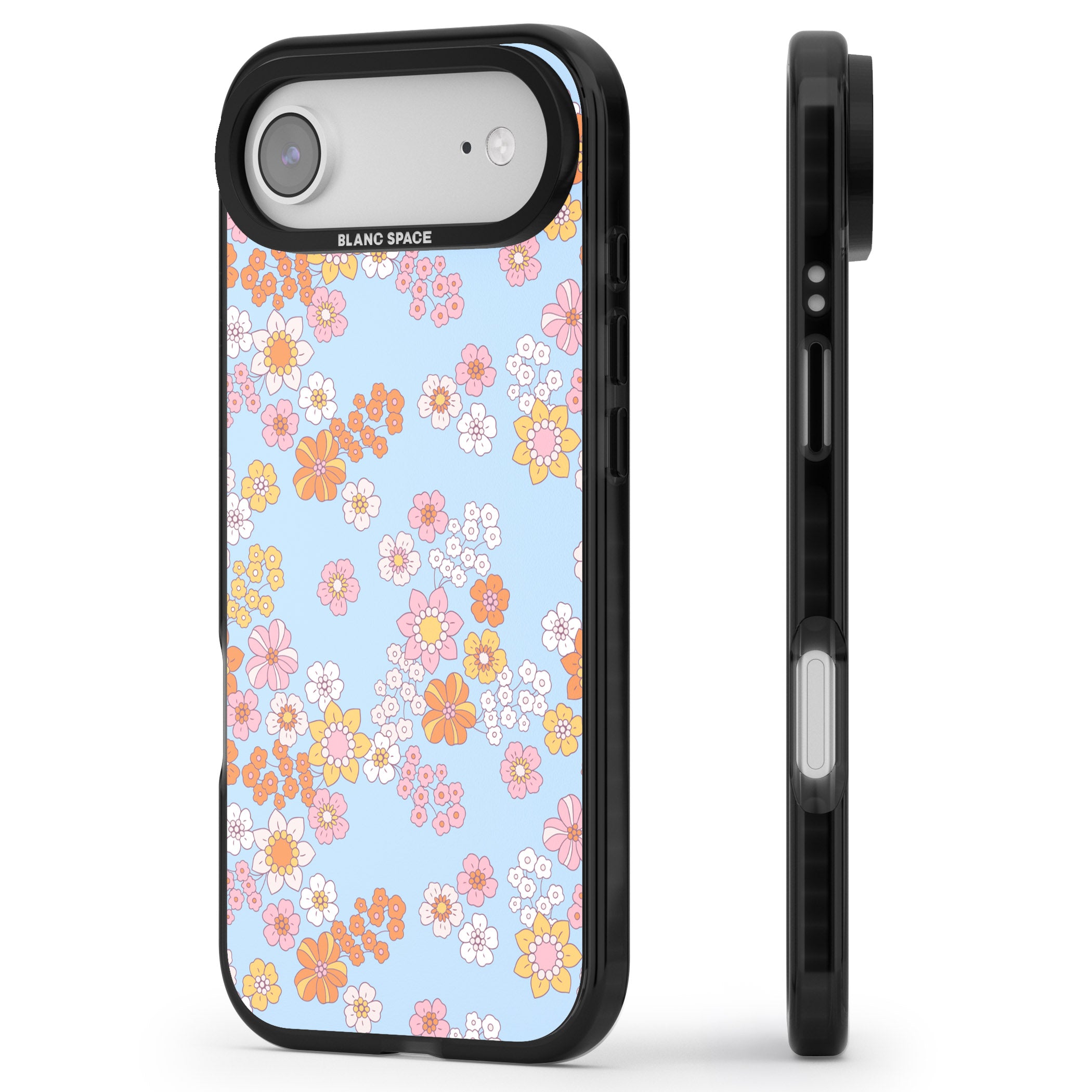 Lake Blue Flower Mix iPhone 17 Air Impact Black Phone Case Side Profile
