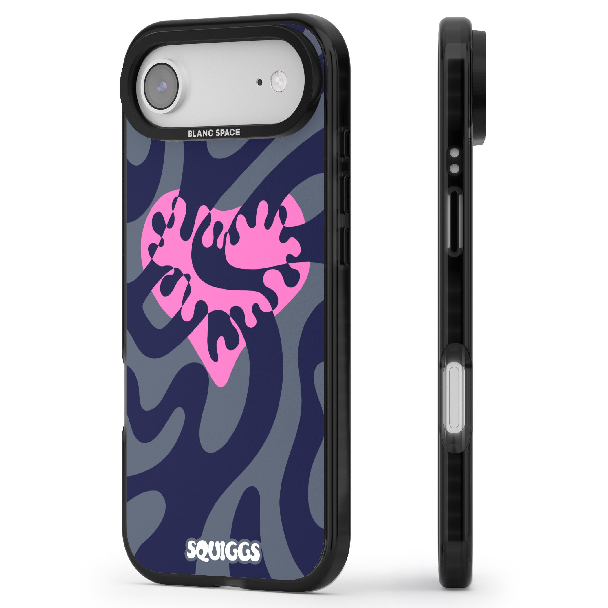 Abstract Heart iPhone 17 Air Impact Black Phone Case Side Profile