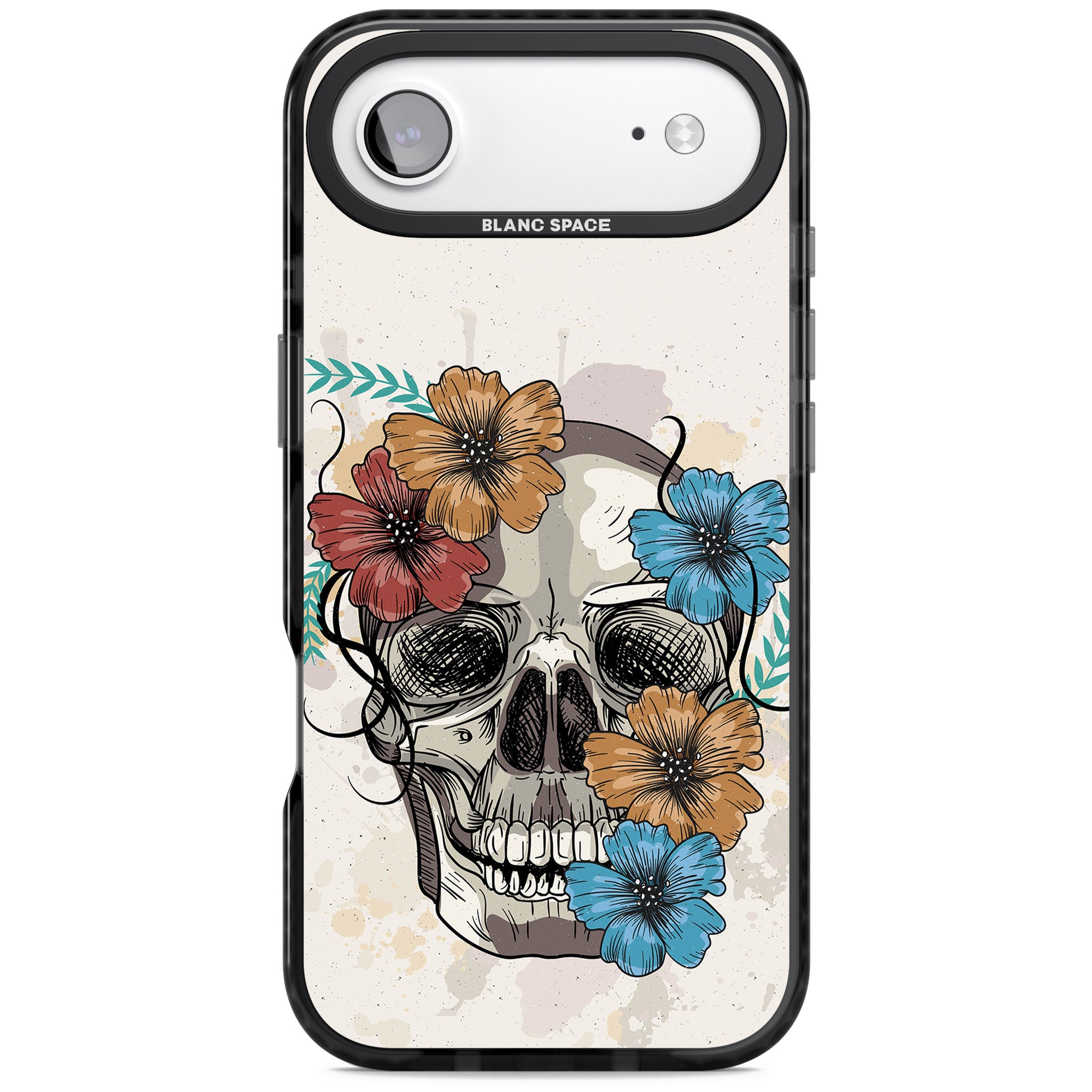 Sugar Skull Floral iPhone 17 Air Impact Black Phone Case