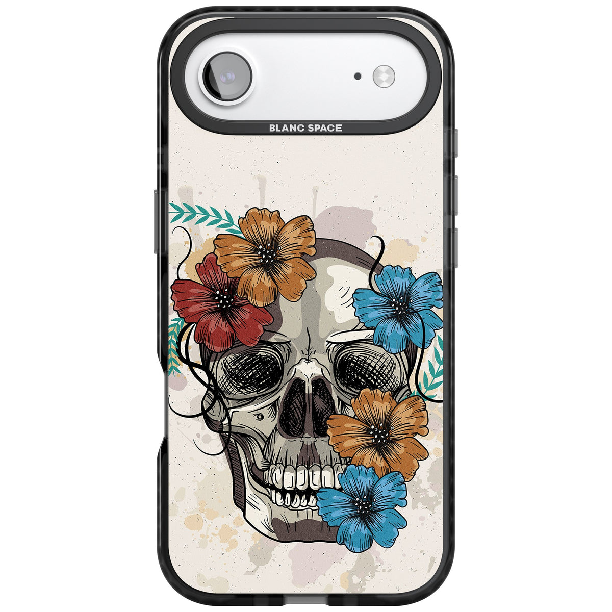 Sugar Skull Floral iPhone Air Impact Black Phone Case front