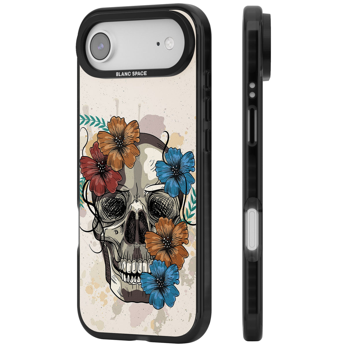 Sugar Skull Floral iPhone Air Impact Black Phone Case side