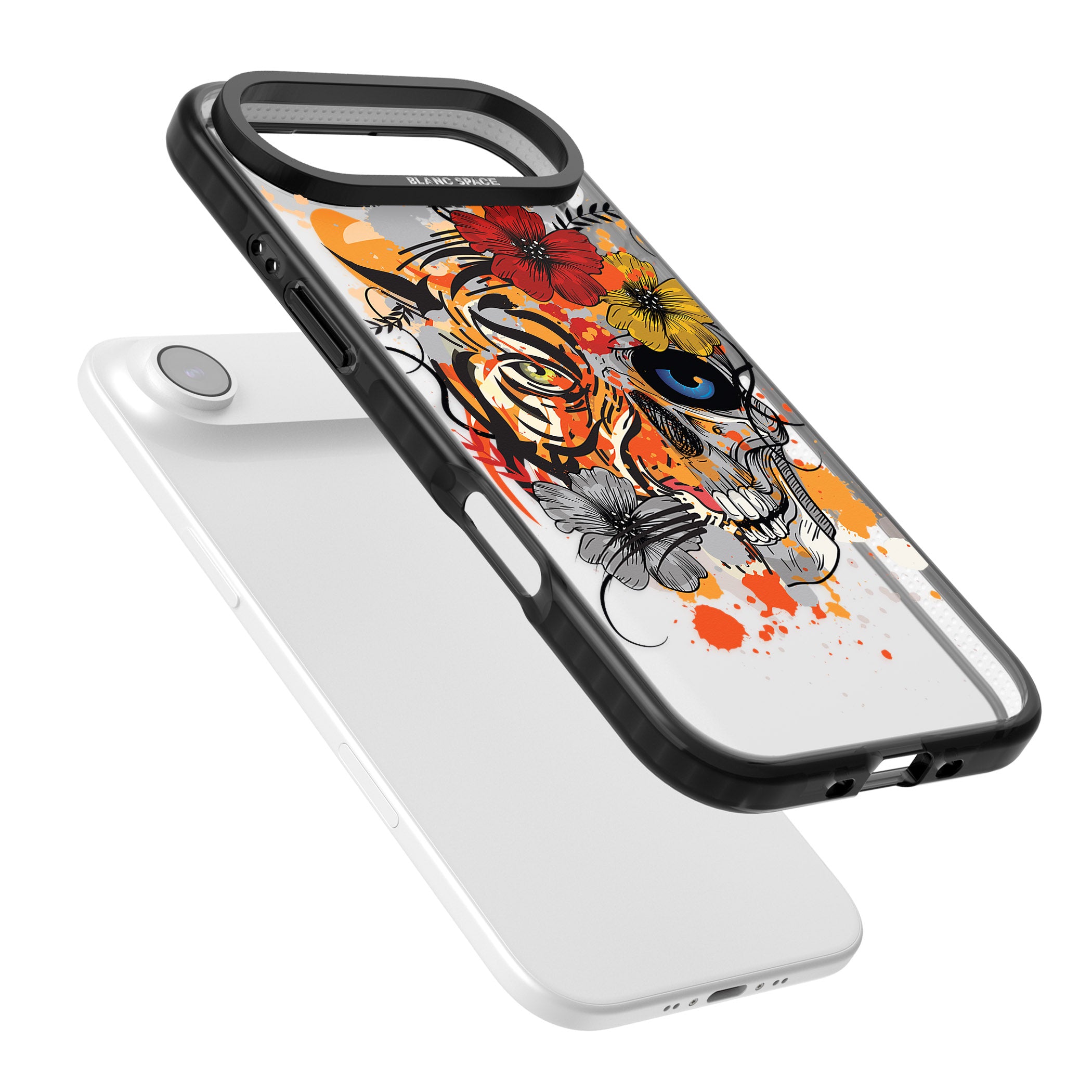Sugar Skull Tiger Floral iPhone 17 Air Impact Black Phone Case Colours