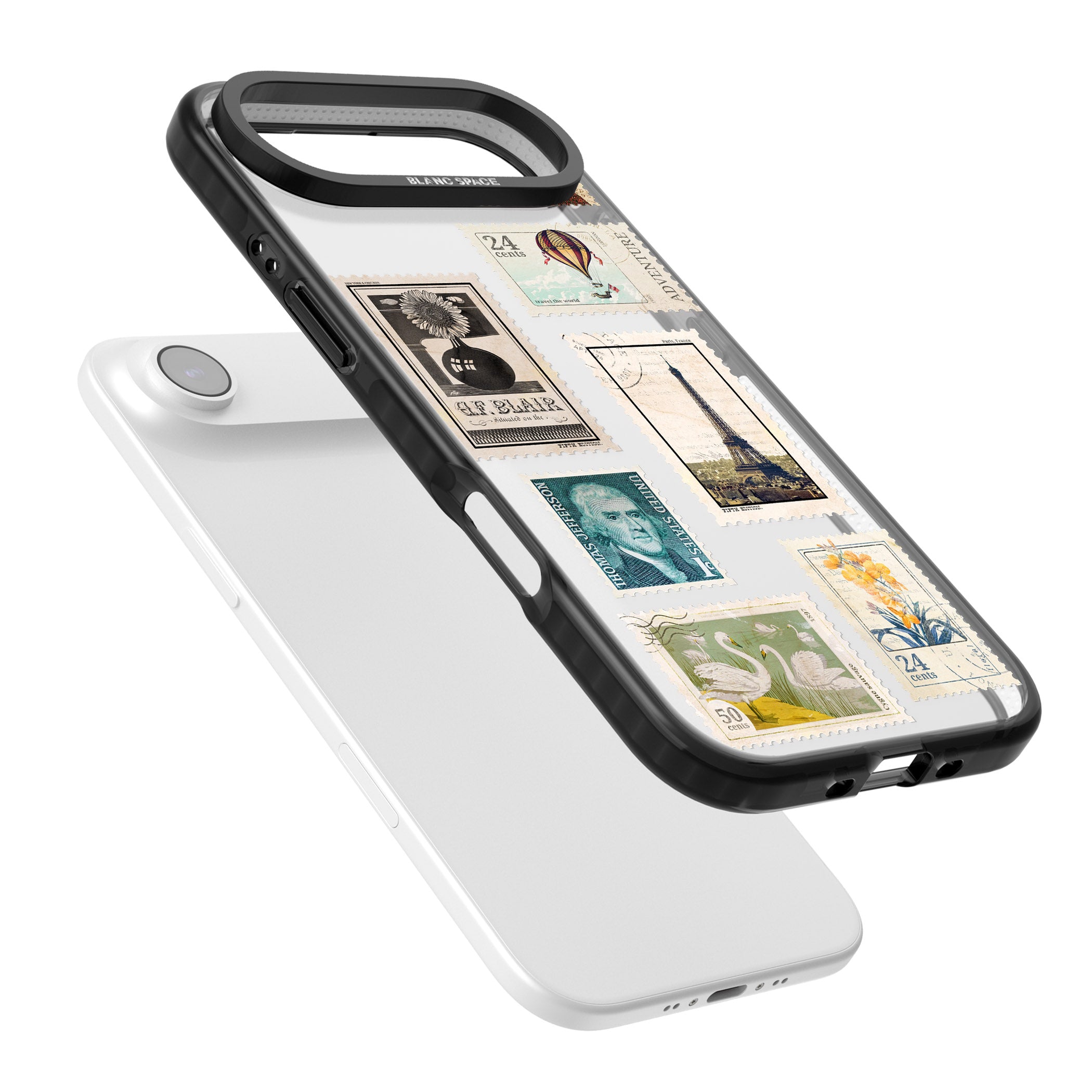 Vintage Stamps iPhone 17 Air Impact Black Phone Case Colours