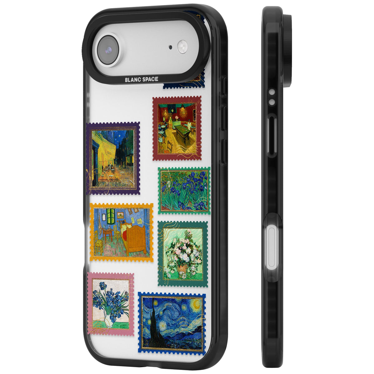 Coloured Vintage Art Stamps iPhone Air Impact Black Phone Case side