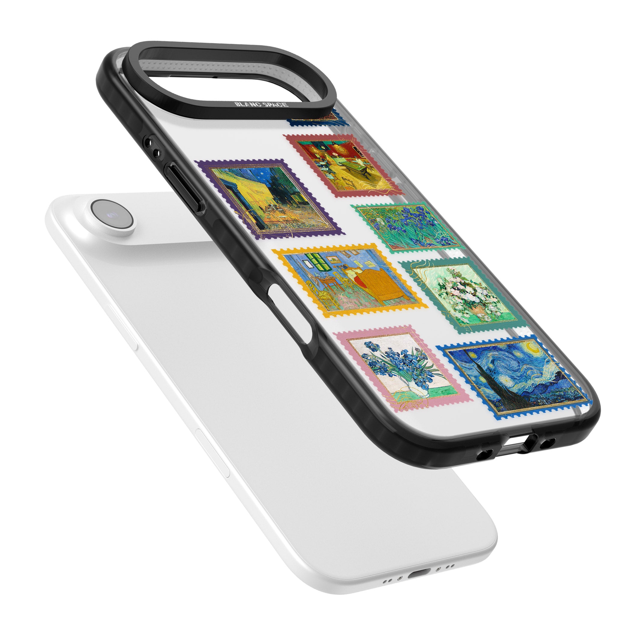 Colourful Vintage Art Stamps iPhone 17 Air Impact Black Phone Case Colours