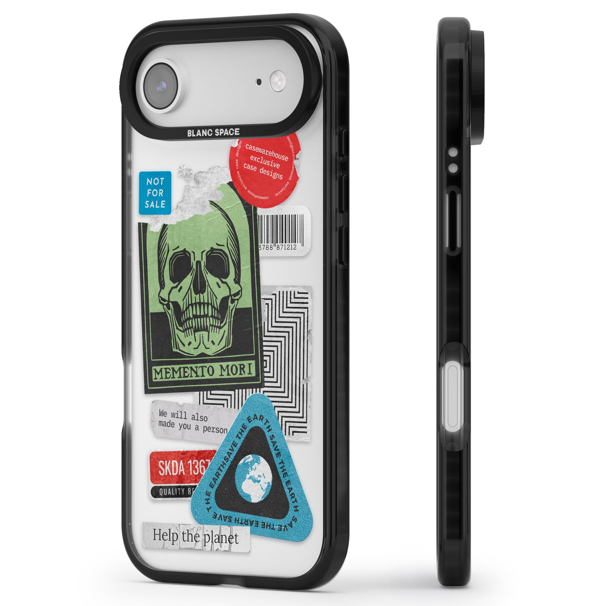 Skull Sticker Mix iPhone 17 Air Impact Black Phone Case Side Profile