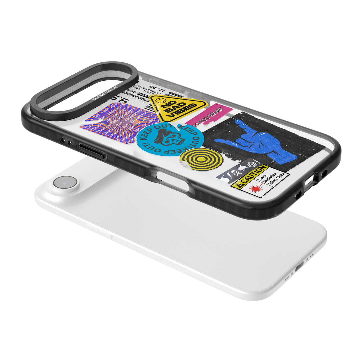 No Bad Vibes Sticker Mix iPhone Air Impact Black Phone Case angled