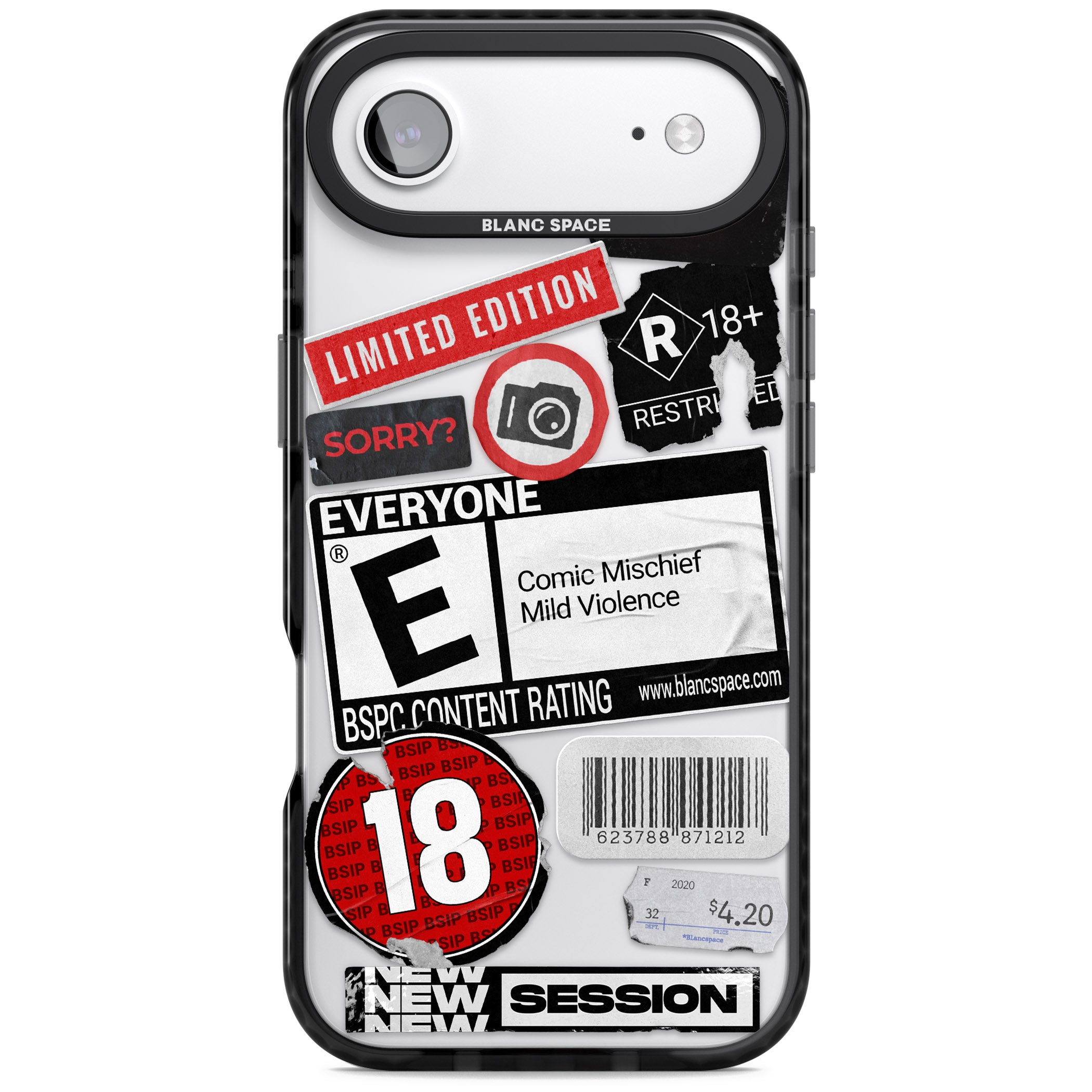 Rated 18+ Sticker Mix iPhone 17 Air Impact Black Phone Case