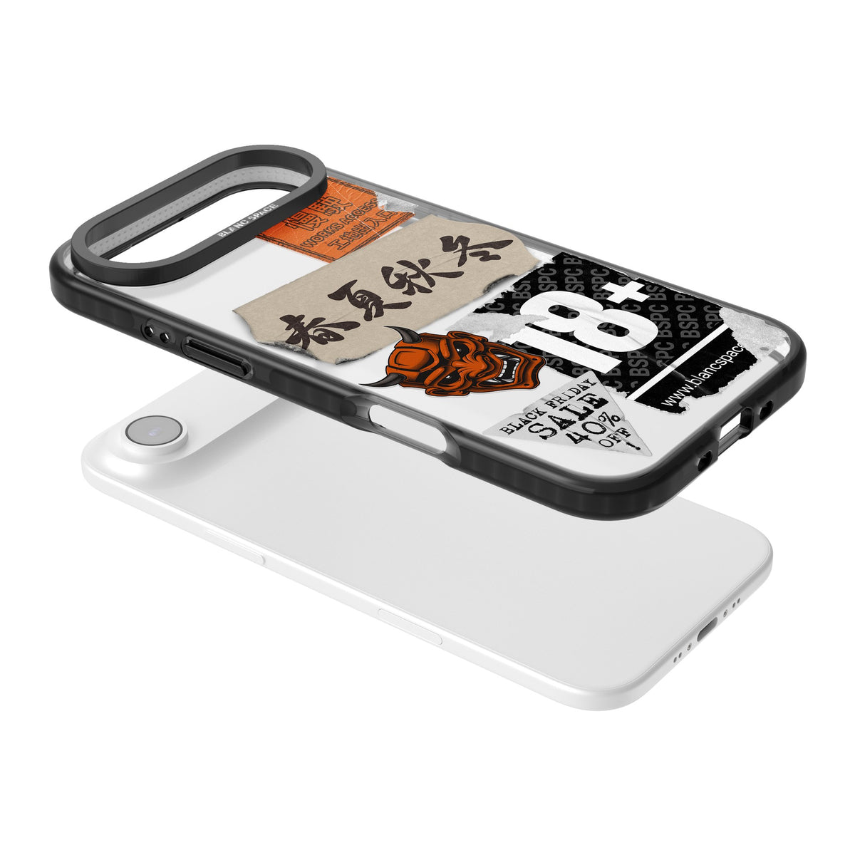 Asian Sticker Mix iPhone Air Impact Black Phone Case angled