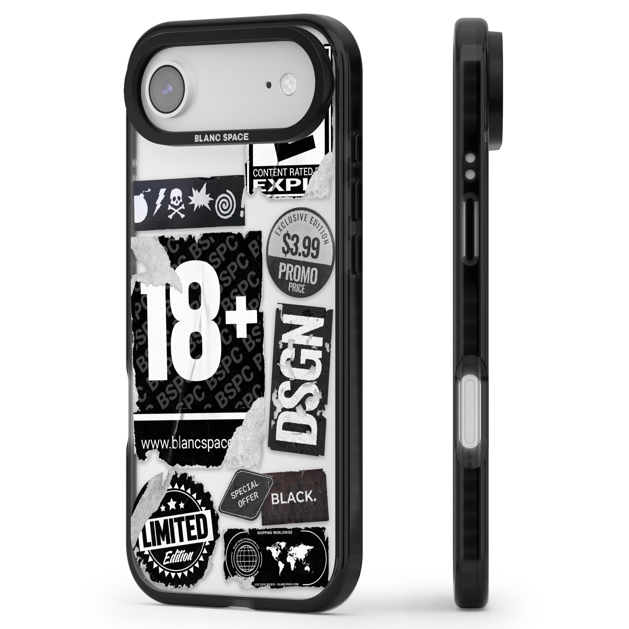 Black Sticker Mix iPhone 17 Air Impact Black Phone Case Side Profile