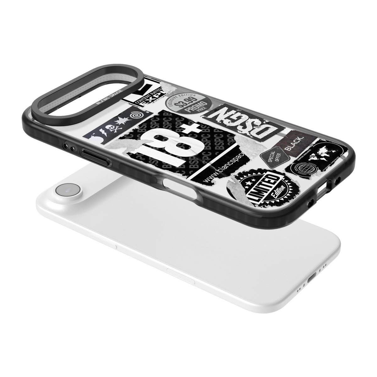 Black Sticker Mix iPhone Air Impact Black Phone Case angled