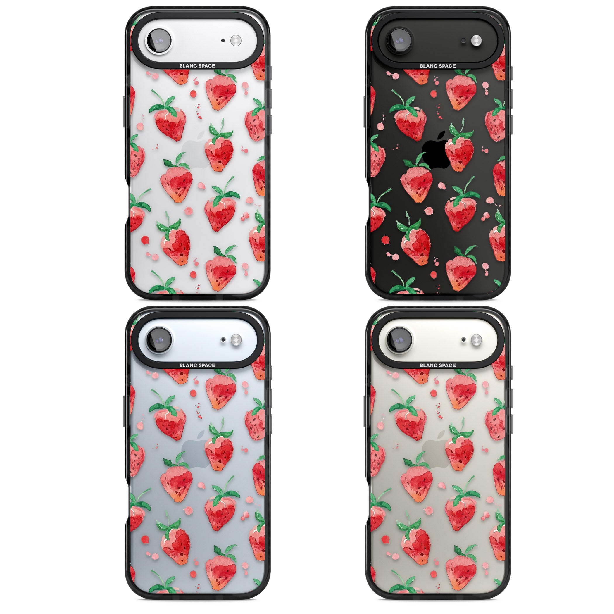 Strawberry Watercolour iPhone 17 Air Impact Black Phone Case APT Impact Protection