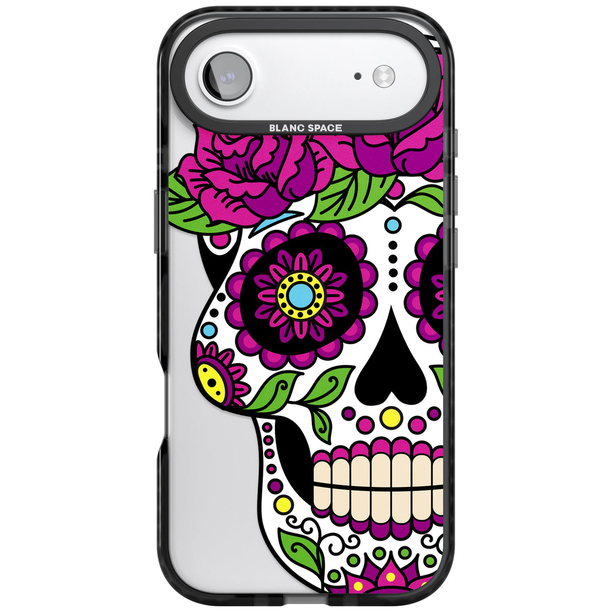 Purple Floral Sugar Skull iPhone Air Impact Black Phone Case front