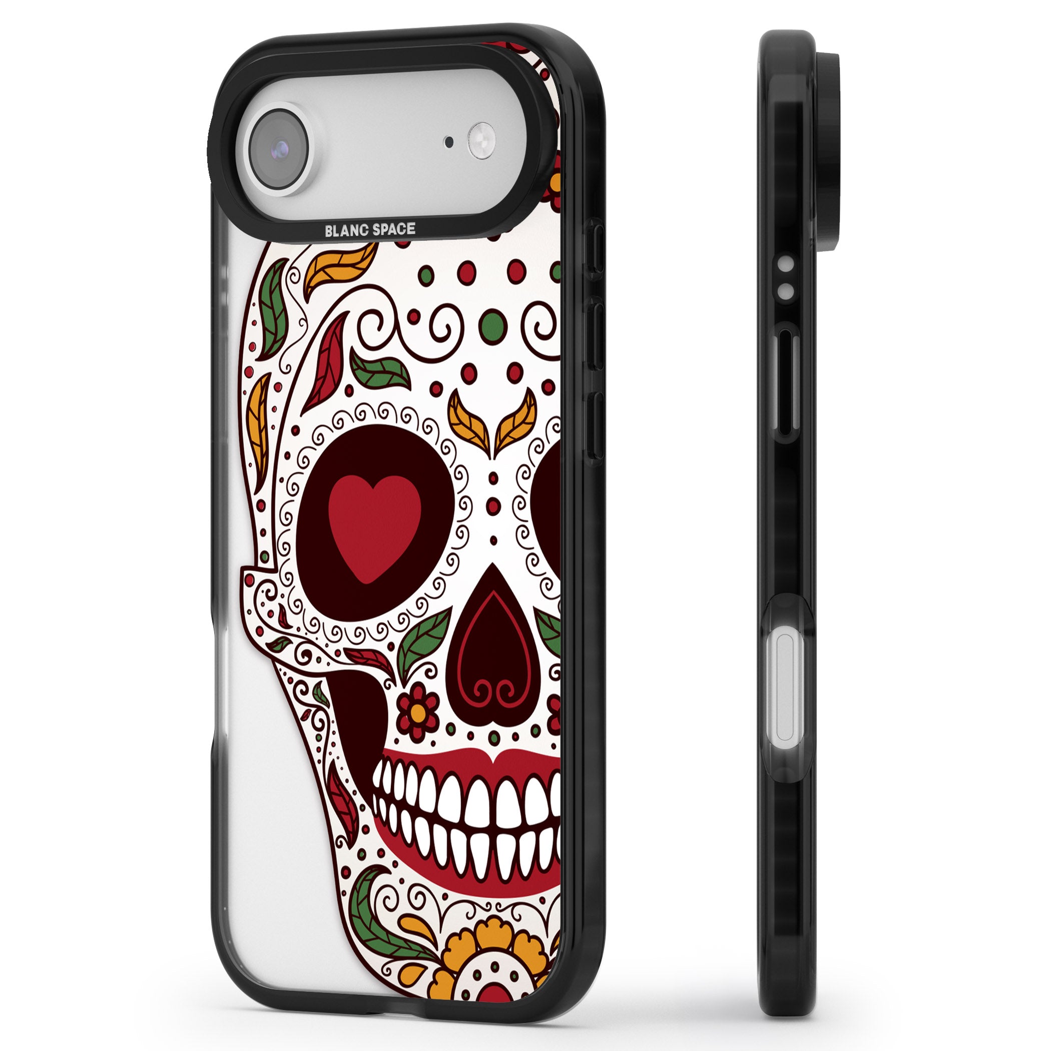 Autumn Sugar Skull iPhone 17 Air Impact Black Phone Case Side Profile