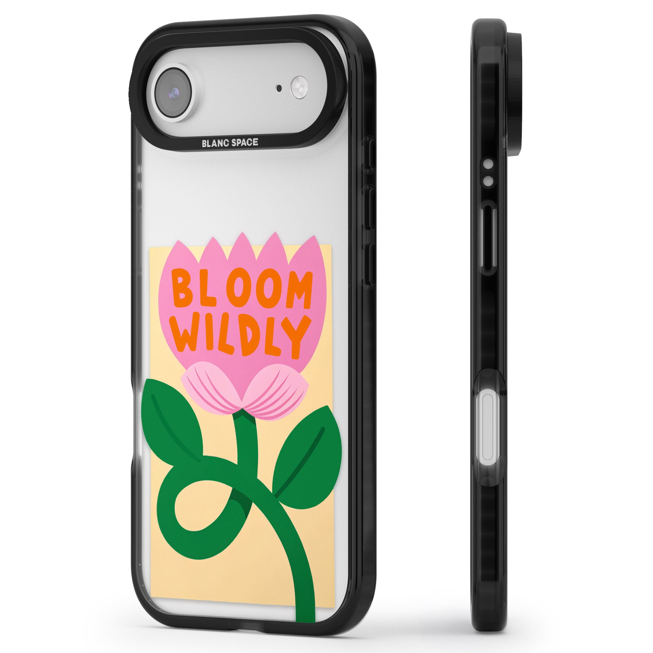 Bloom Wildly iPhone 17 Air Impact Black Phone Case Side Profile