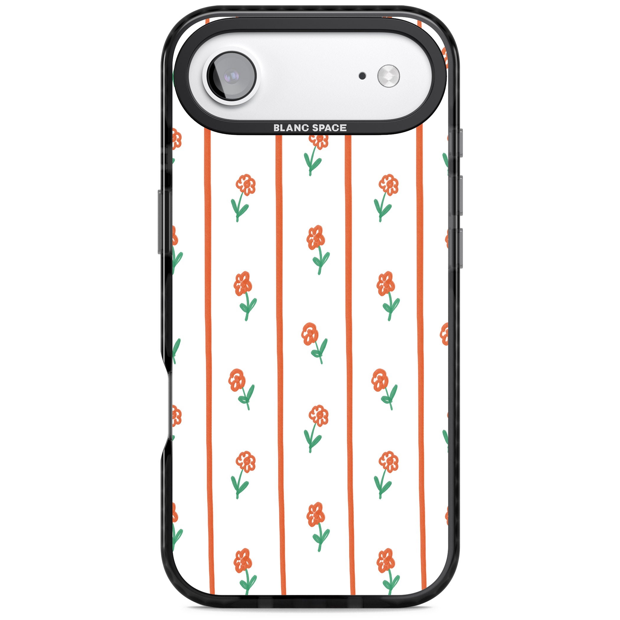 Minimal Floral Stripe iPhone 17 Air Impact Black Phone Case