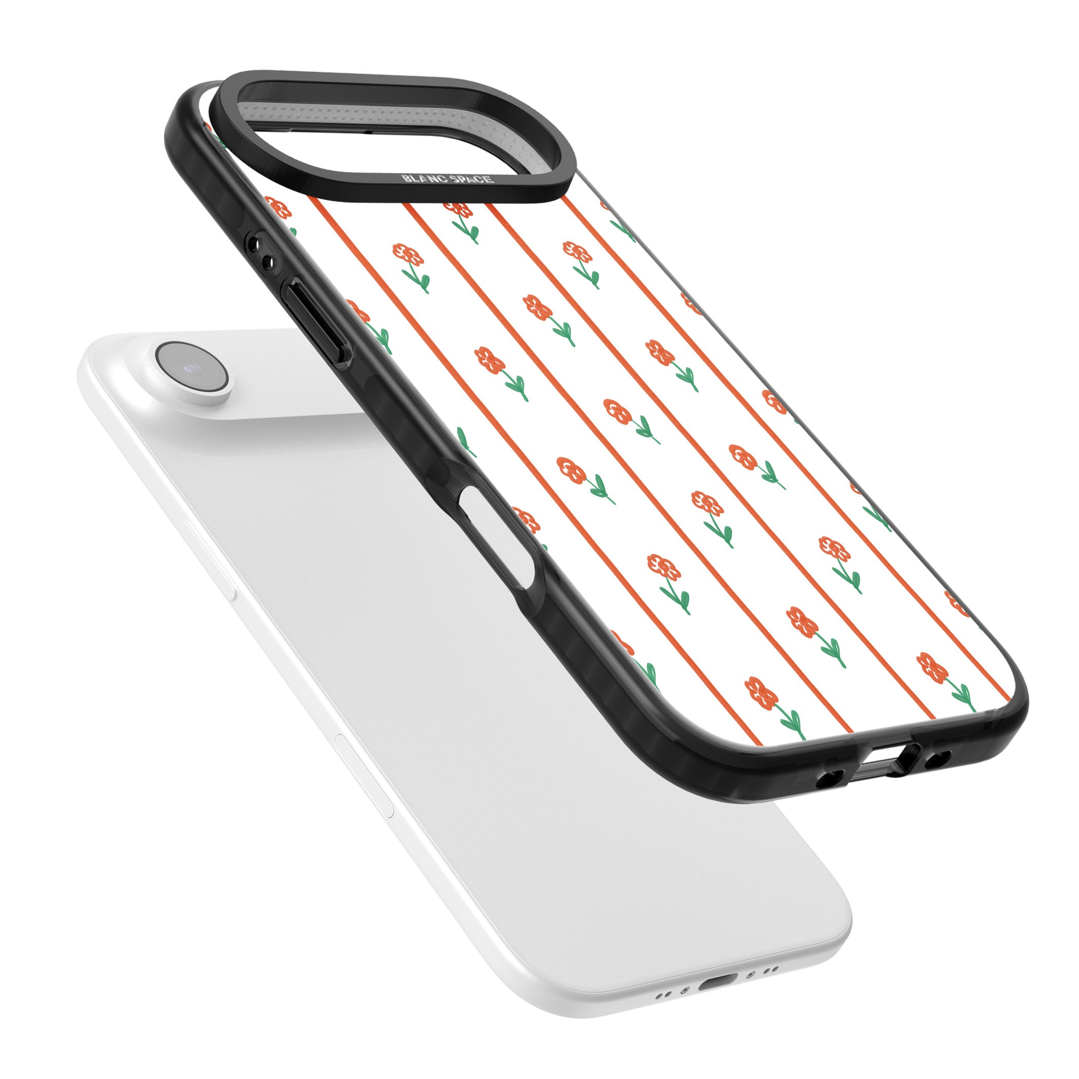 Minimal Floral Stripe iPhone 17 Air Impact Black Phone Case Colours