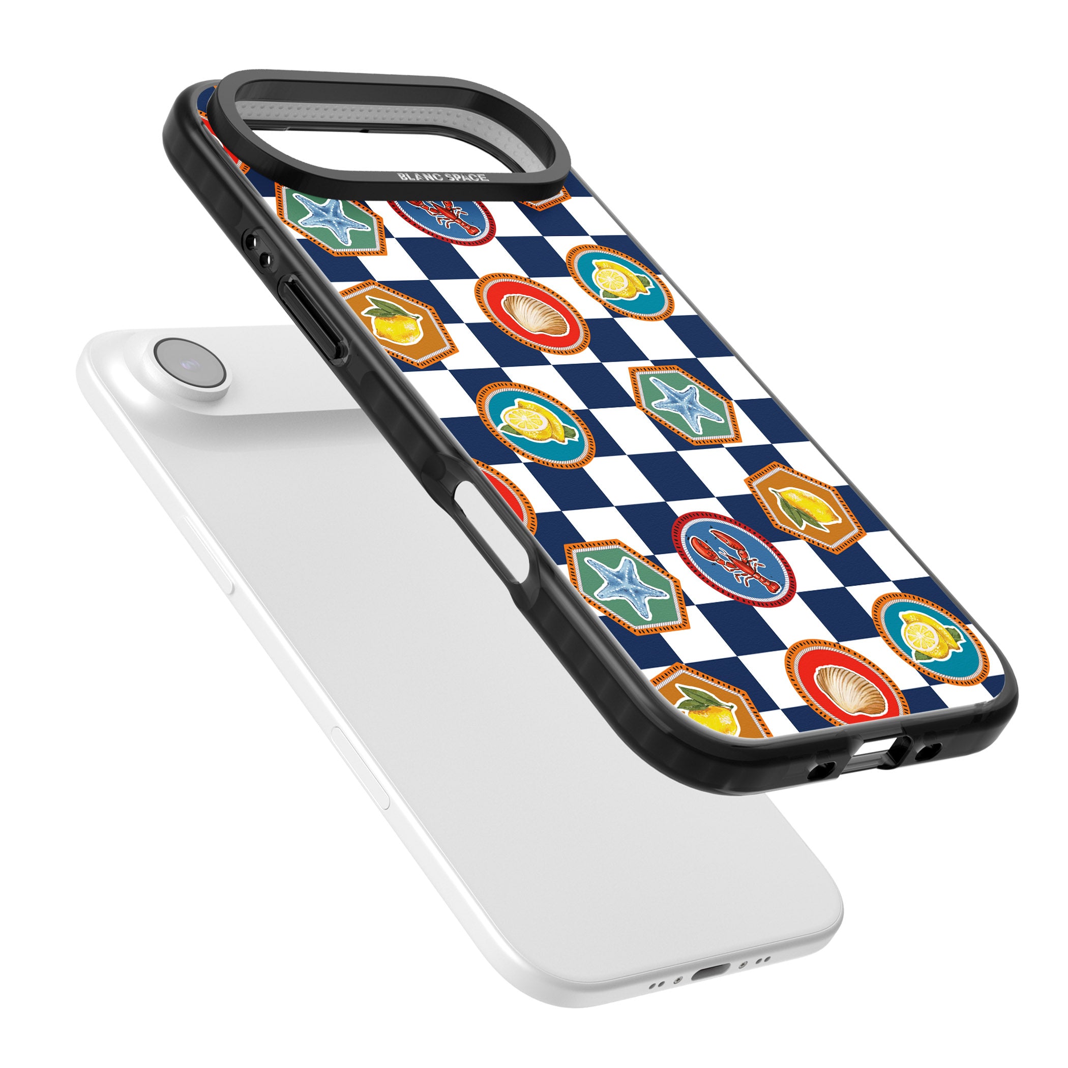 Coastal Check Pattern iPhone 17 Air Impact Black Phone Case Colours