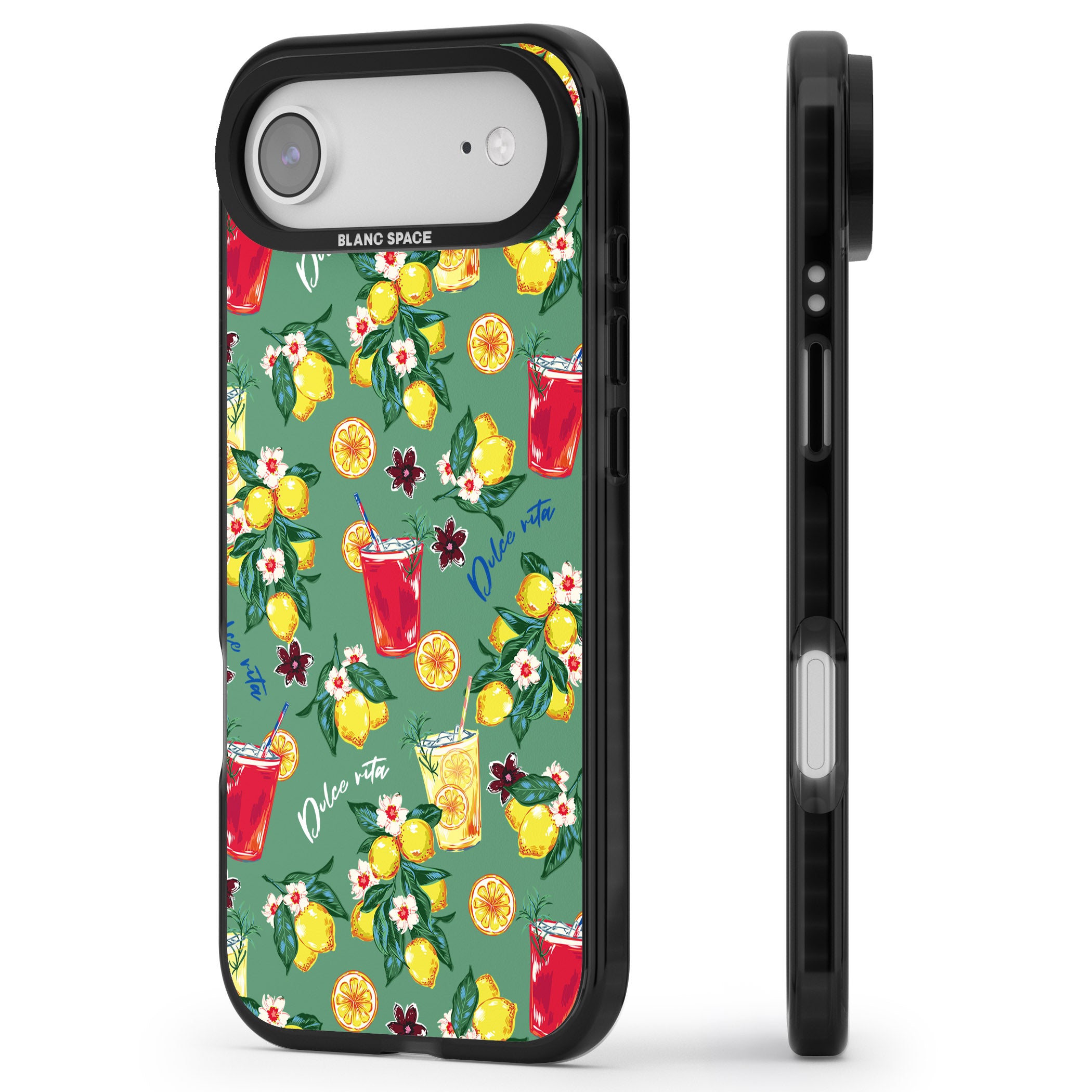 Lemon Cocktails iPhone 17 Air Impact Black Phone Case Side Profile