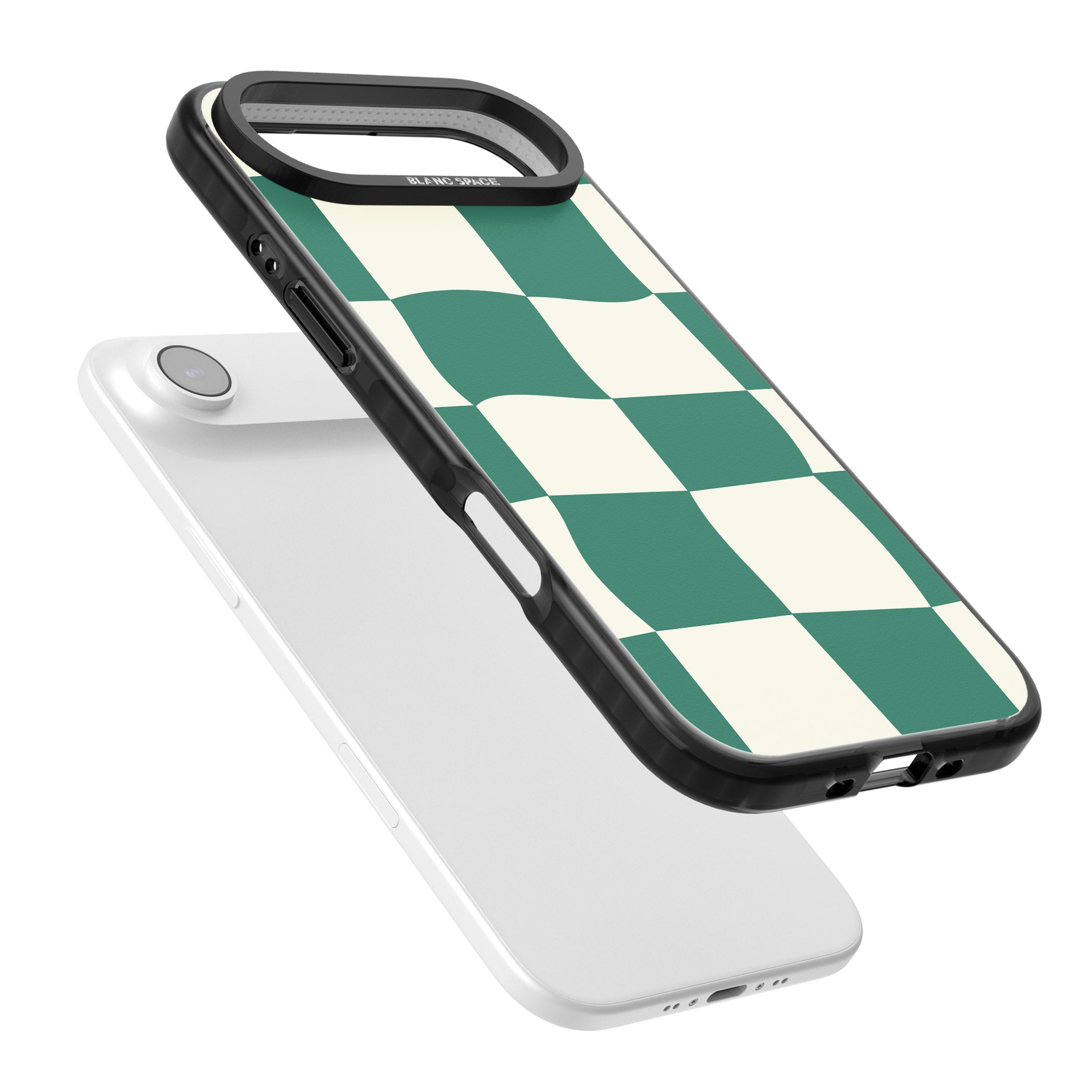 Green & Cream Wavy Check iPhone 17 Air Impact Black Phone Case Colours