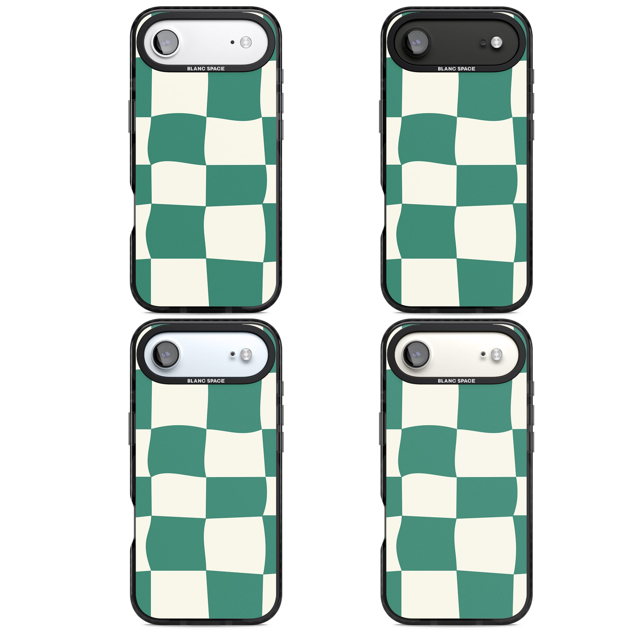 Green & Cream Wavy Check iPhone 17 Air Impact Black Phone Case APT Impact Protection