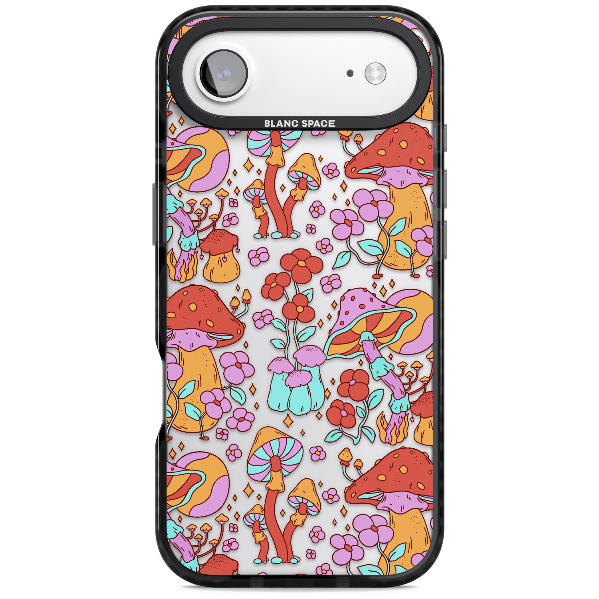 Psychedelic Flowers & Mushrooms iPhone 17 Air Impact Black Phone Case