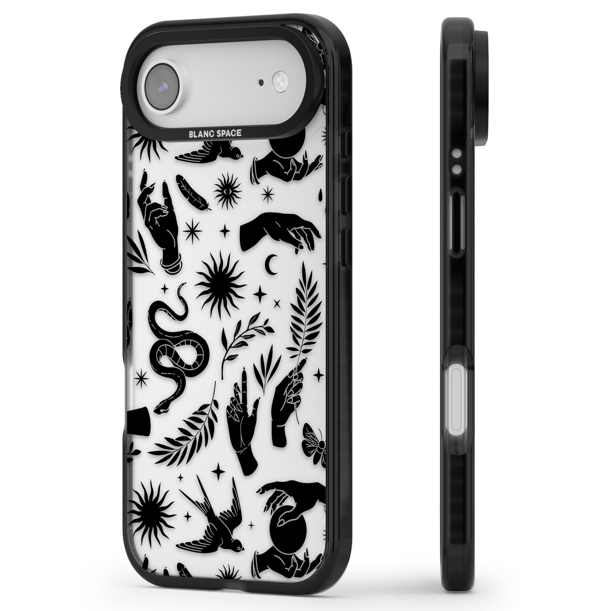 Celestial Pattern (Black) iPhone 17 Air Impact Black Phone Case Side Profile