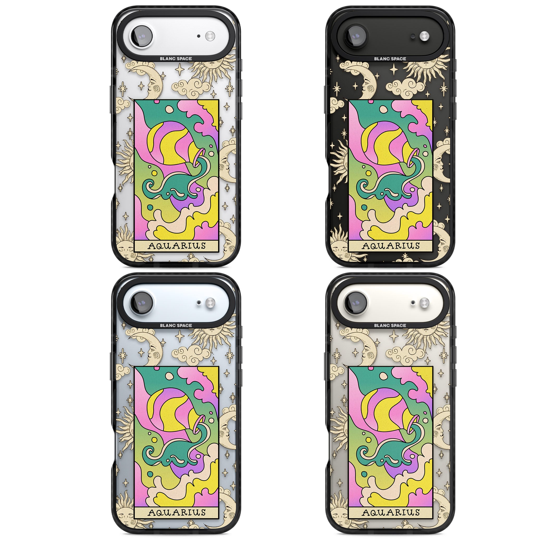 Celestial Zodiac Aquarius iPhone 17 Air Impact Black Phone Case APT Impact Protection