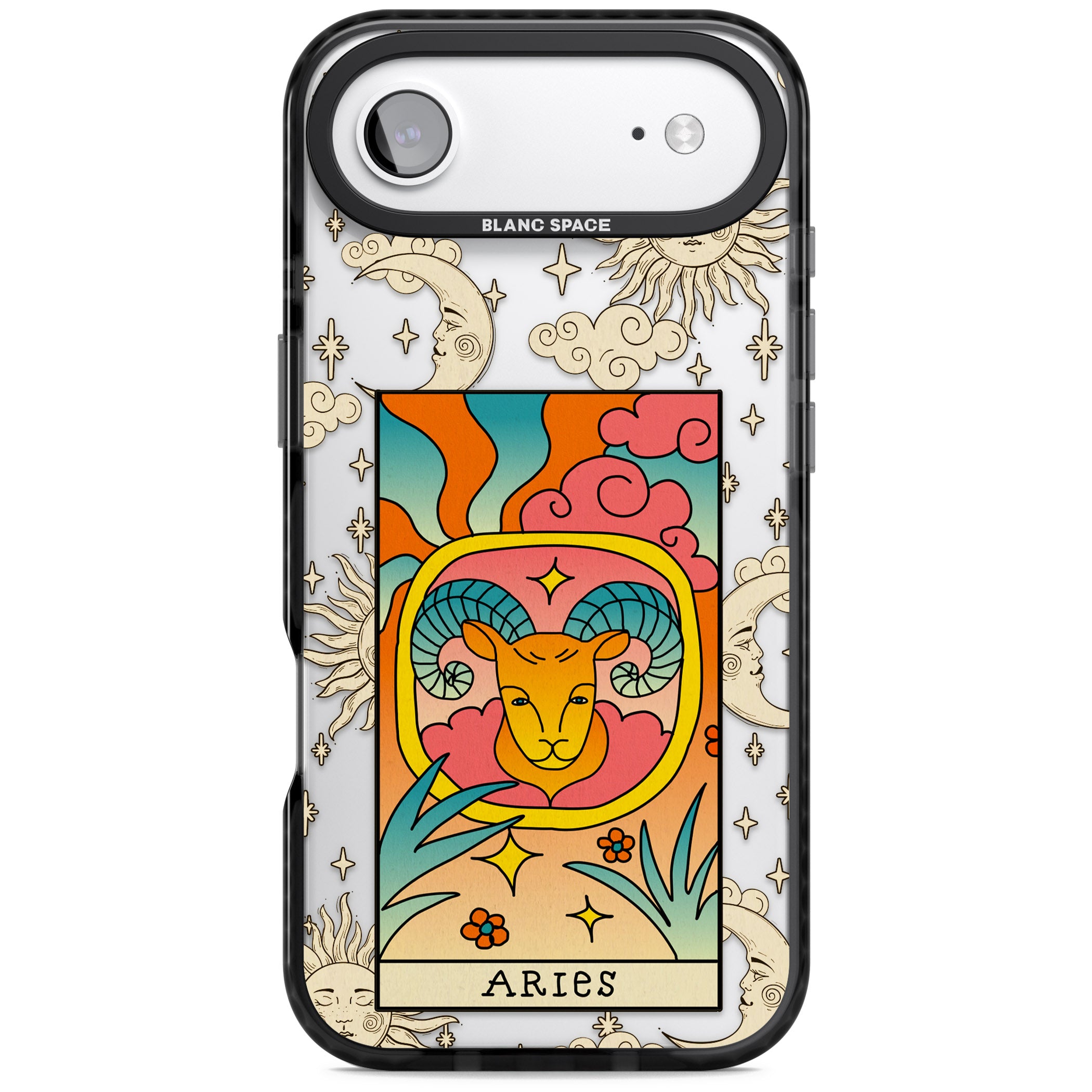 Celestial Zodiac Aries iPhone 17 Air Impact Black Phone Case