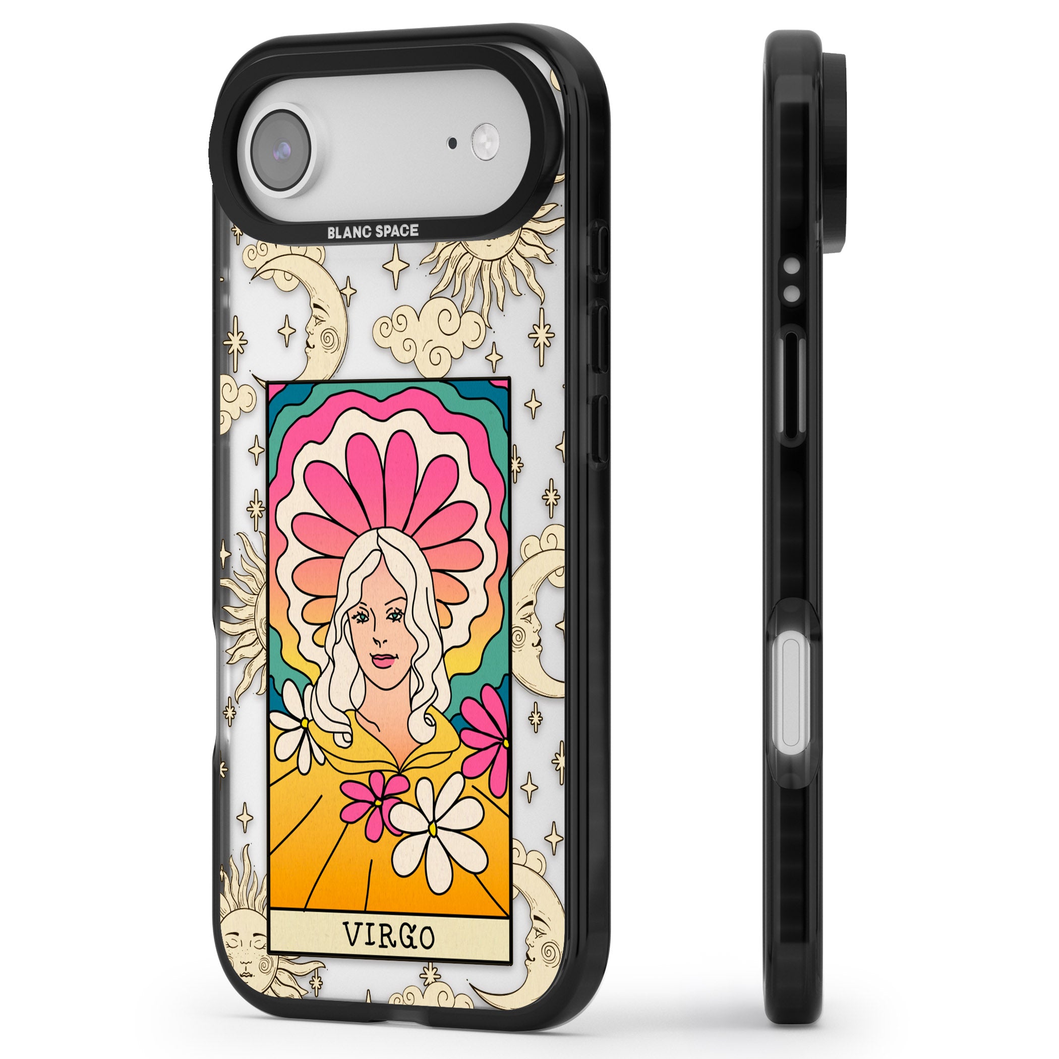 Celestial Zodiac Virgo iPhone 17 Air Impact Black Phone Case Side Profile