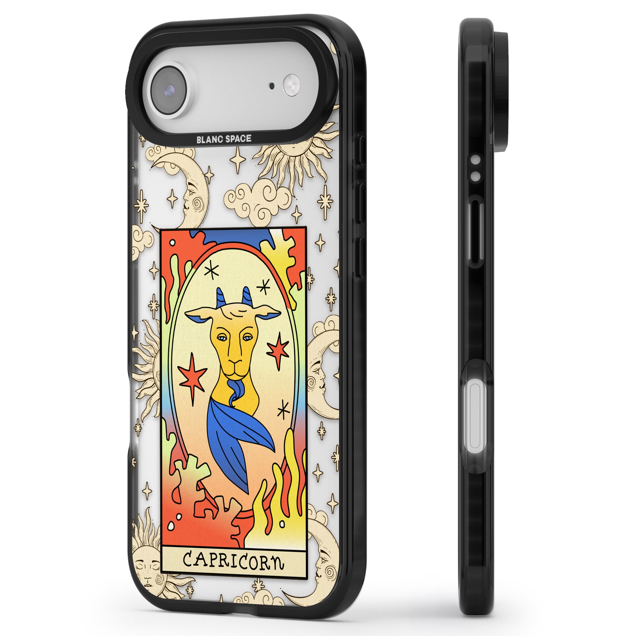 Celestial Zodiac Capricorn iPhone 17 Air Impact Black Phone Case Side Profile