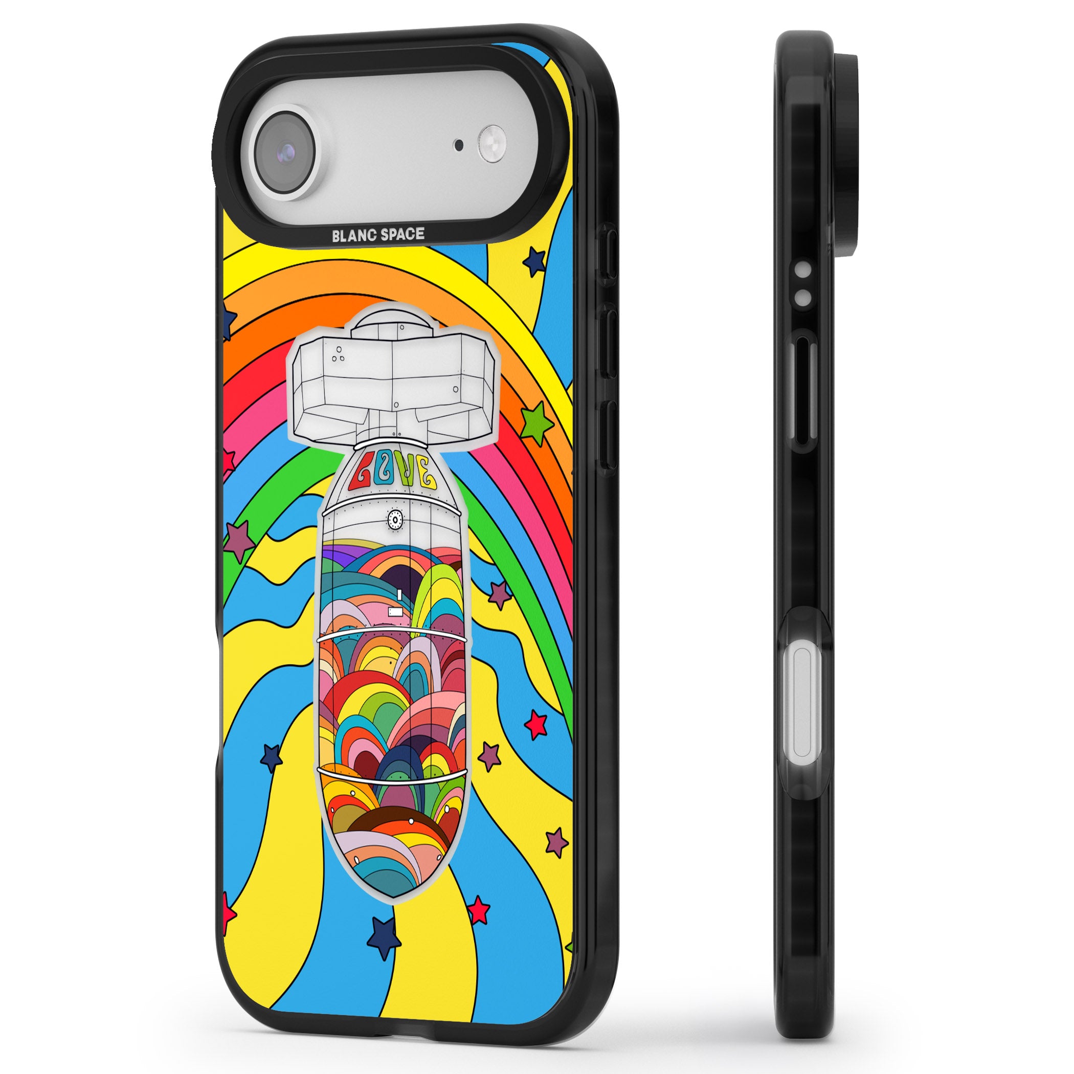 Love Bomb iPhone 17 Air Impact Black Phone Case Side Profile