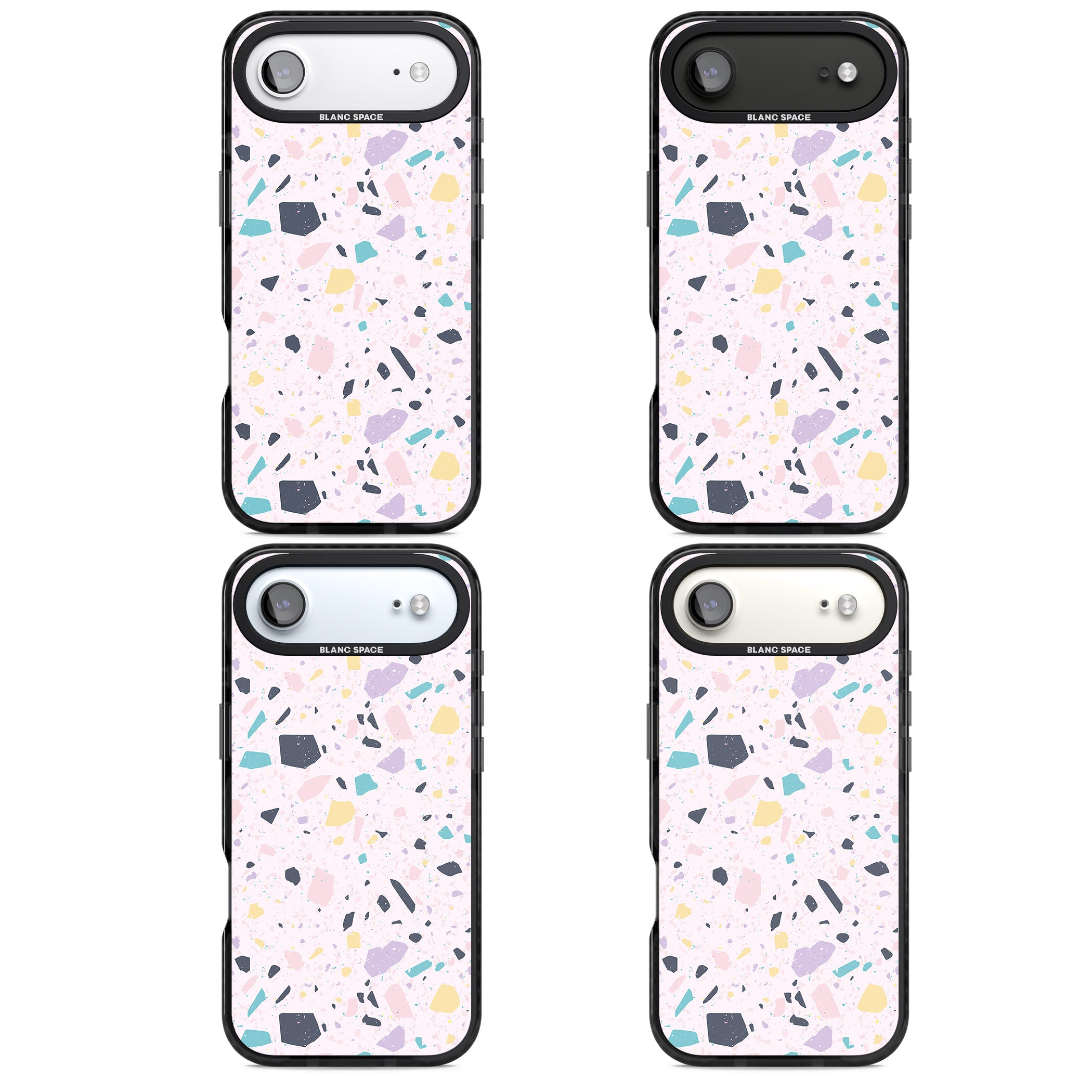 Pink, Purple & Turquoise Terrazzo Pattern iPhone 17 Air Impact Black Phone Case APT Impact Protection