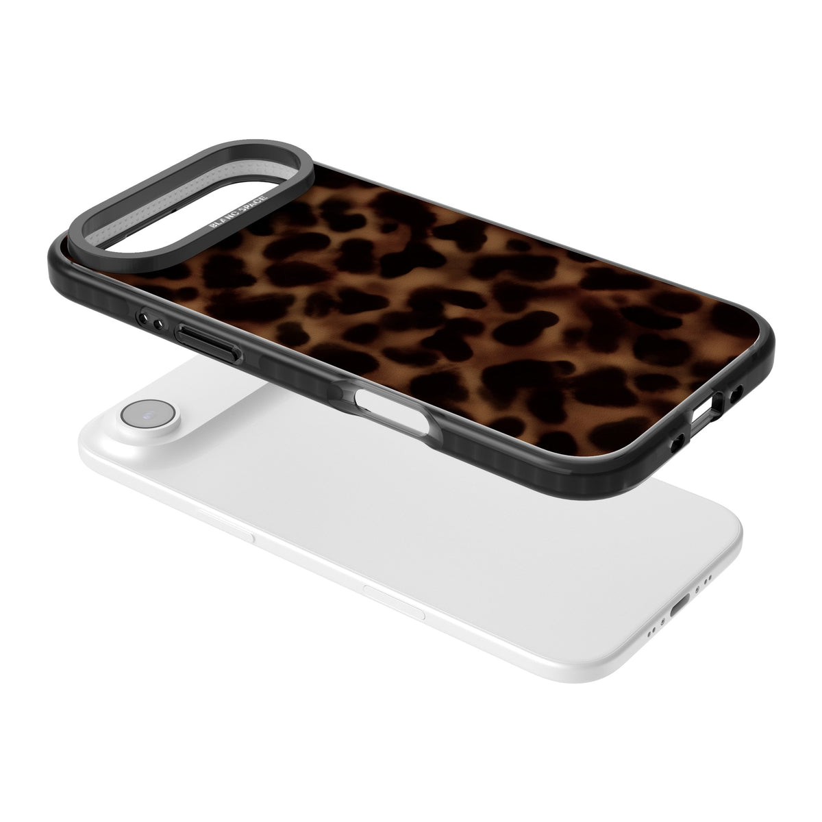 Dark Tortoise Shell old money iPhone case featuring a dark tortoiseshell pattern with amber and black animal print tones iPhone Air / iPhone 17 Air Impact Black Phone Case angled