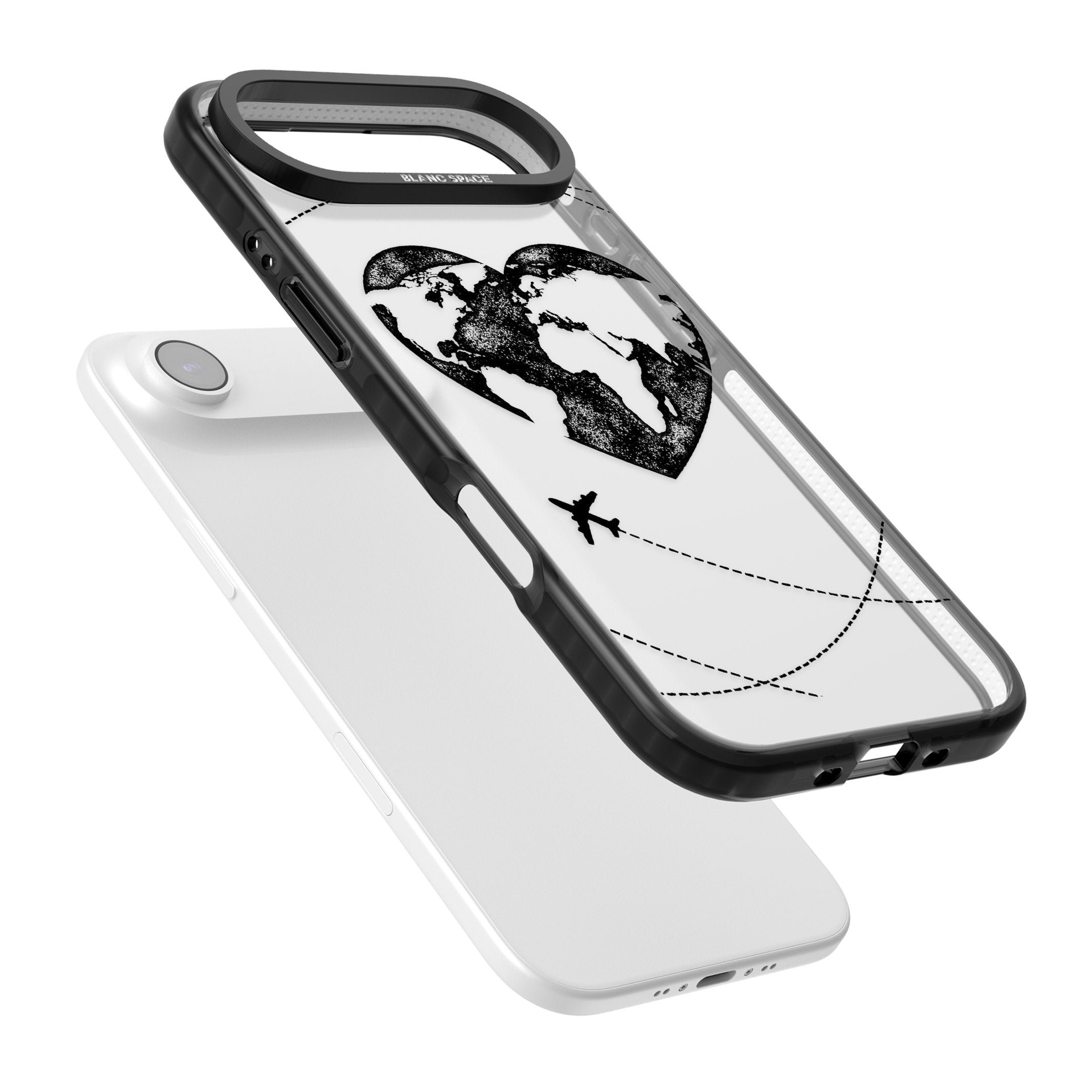 Globe Heart iPhone 17 Air Impact Black Phone Case Colours