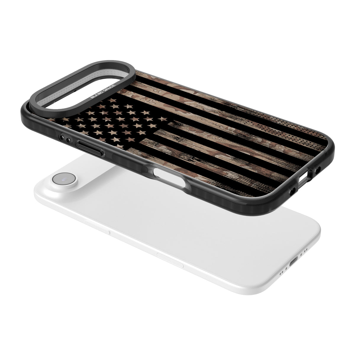 American Flag Camo iPhone Air Impact Black Phone Case angled